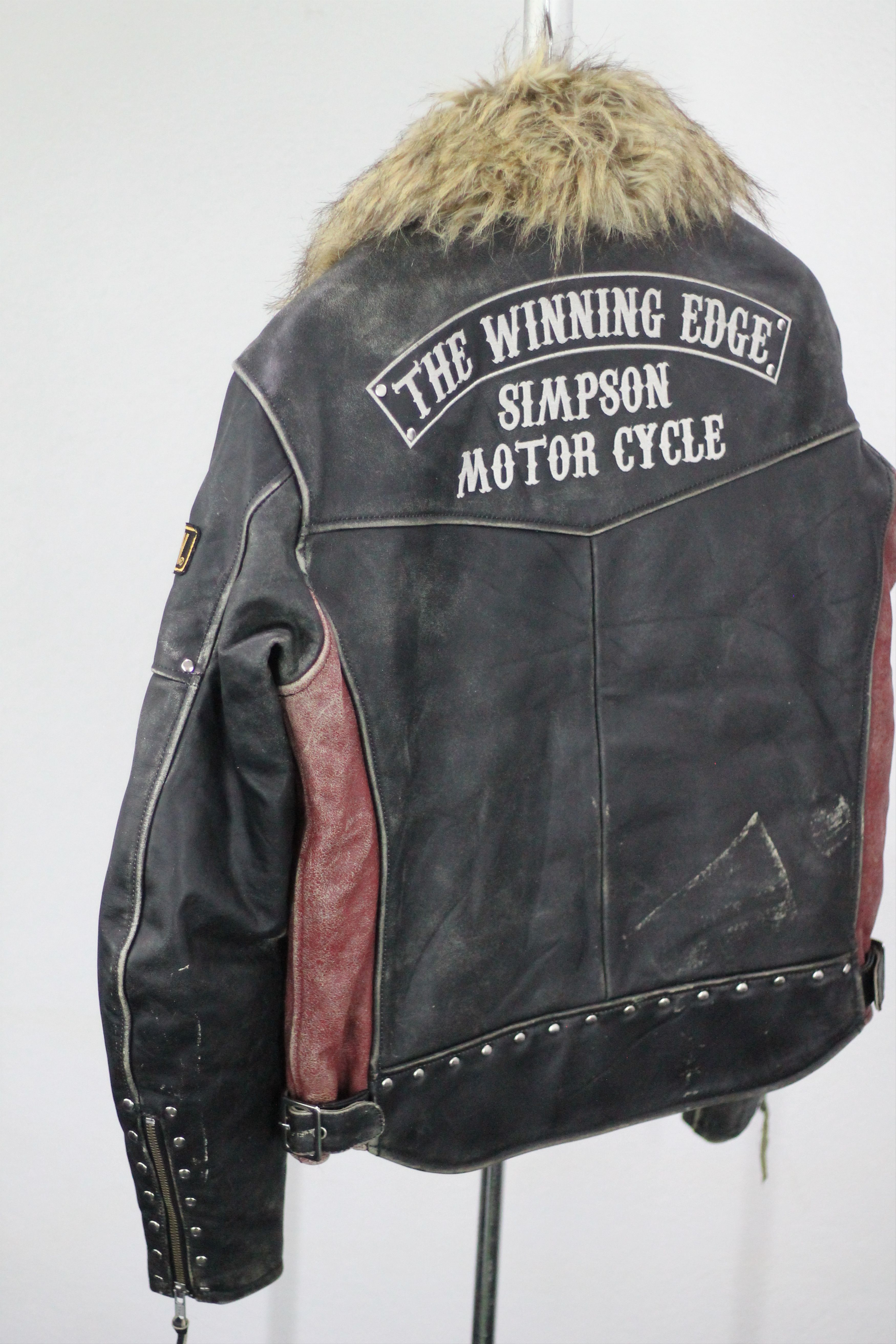 Vintage RARE! Vintage SIMPSON Leather Jacket Removable Fur Collar. Size US L / EU 52-54 / 3 - 8 Thumbnail