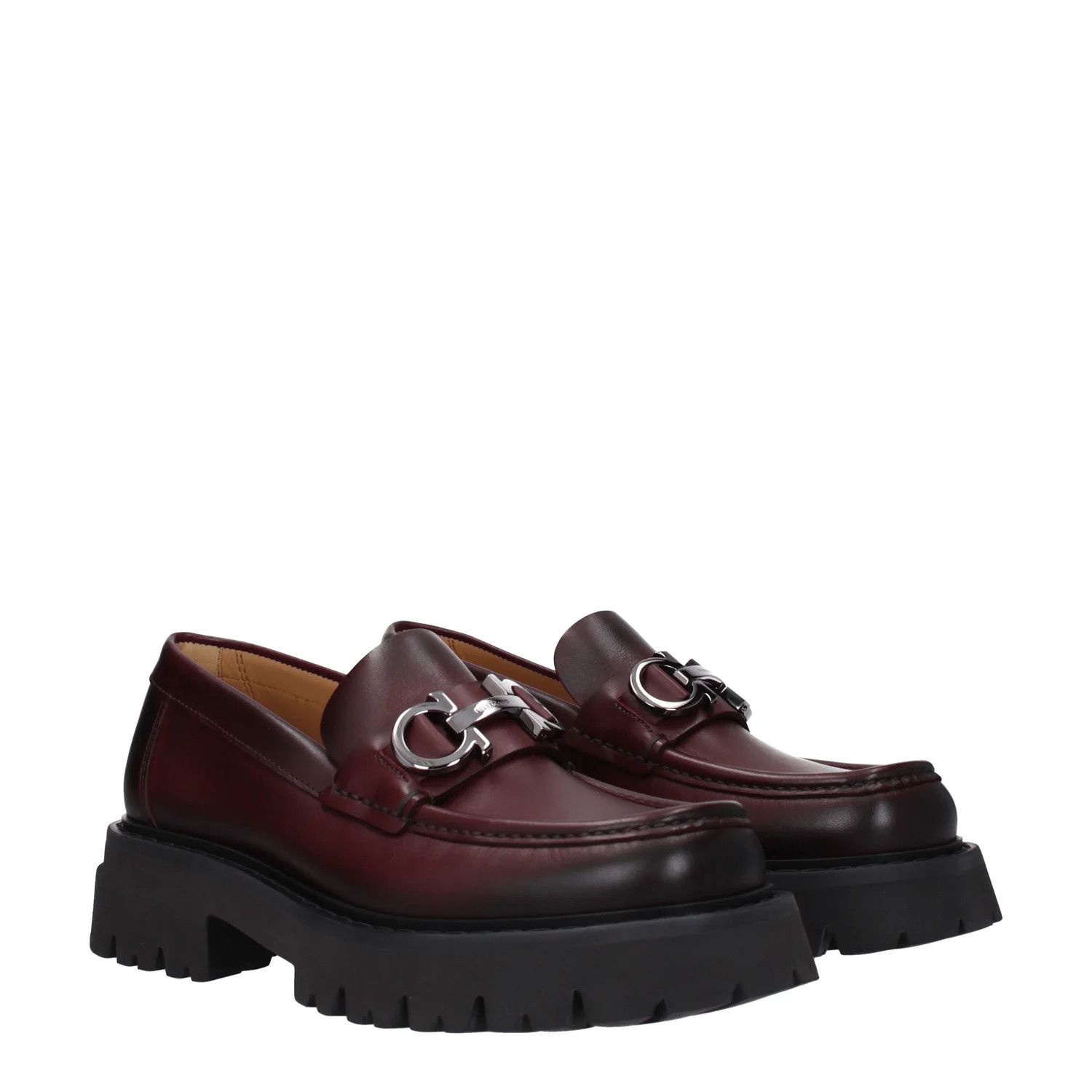 Salvatore Ferragamo o1s1rm0724 Leather Loafers in Burgundy Size US 12.5 / EU 45-46 - 2 Thumbnail
