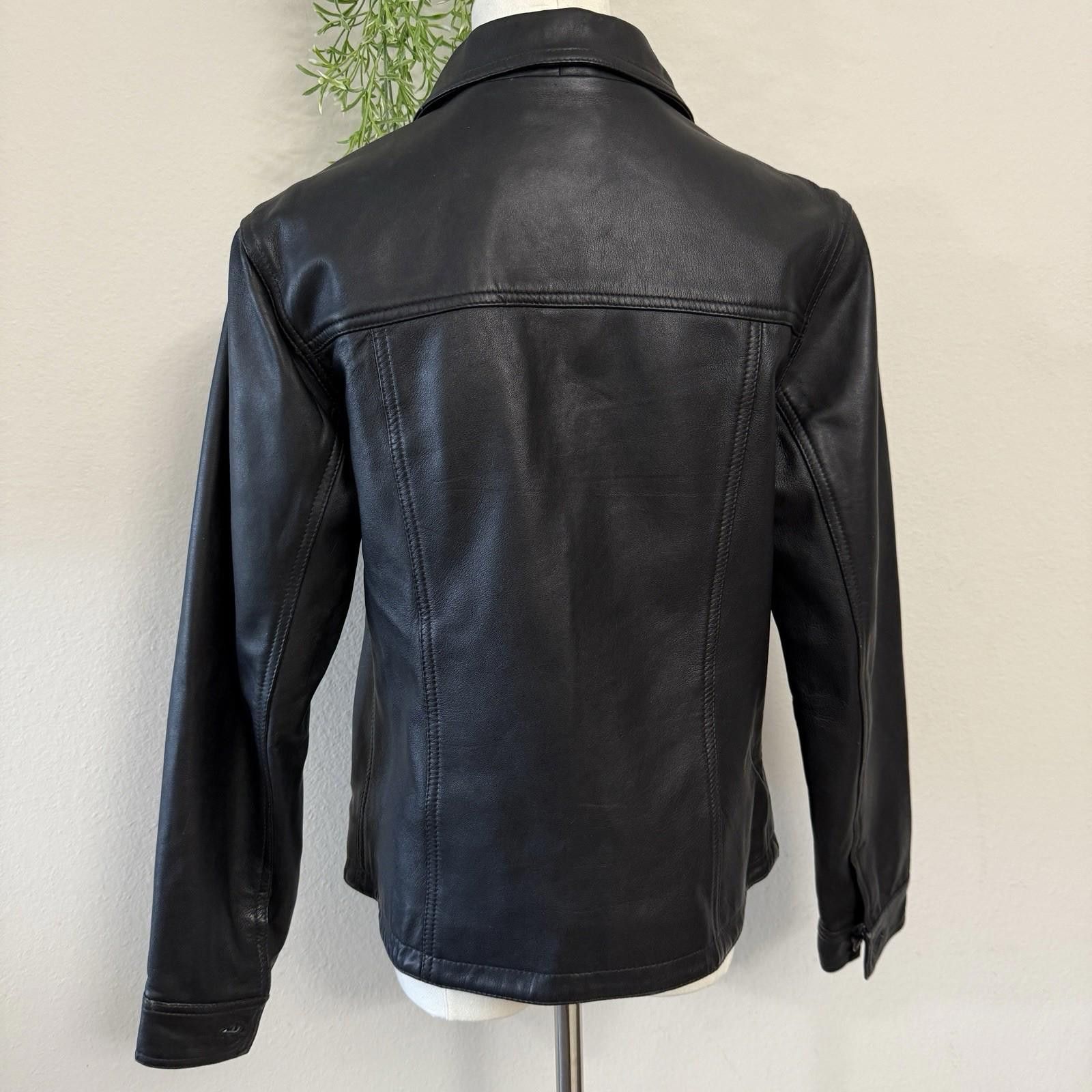 Gap Gap Large Black Leather Jacket Vintage, Button-Up, 4-Pocket Size S / US 4 / IT 40 - 3 Thumbnail