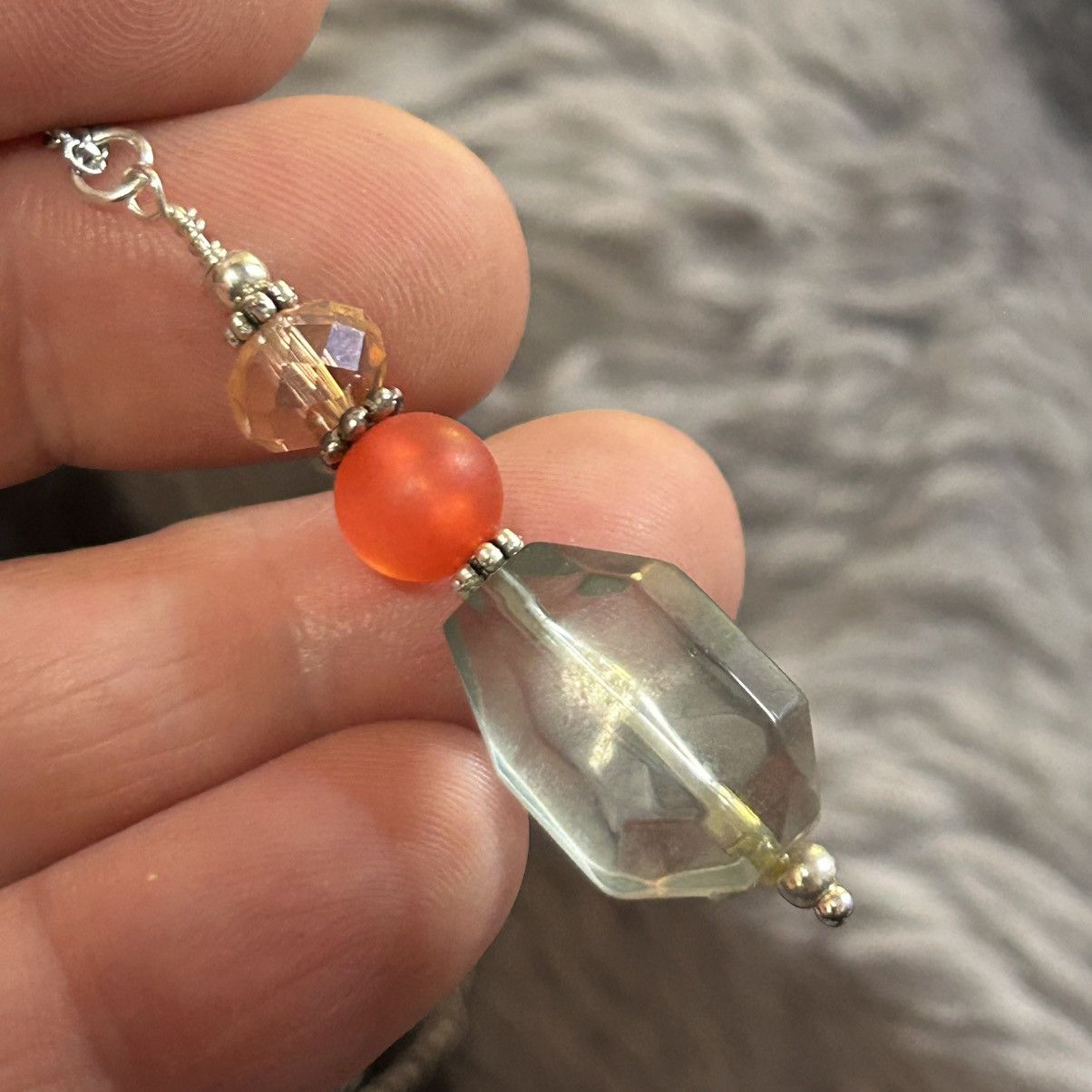 Handmade Handcrafted faceted crystal frosted glass lucite necklace Size ONE SIZE - 1 Thumbnail