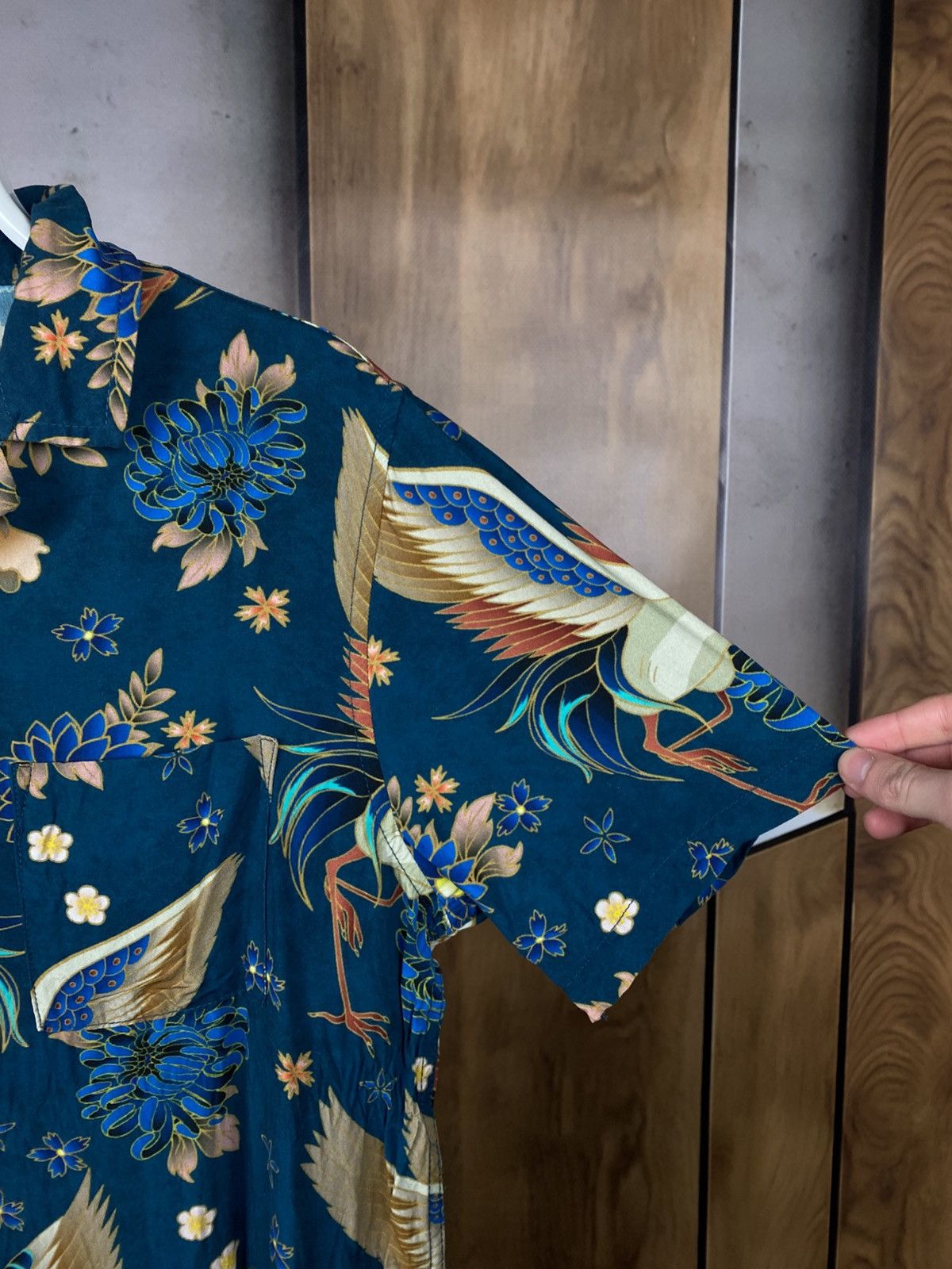 Percival 🦚Shirt Short Sleeve Percival Stork And Flowers Overprint🦚 Size US S / EU 44-46 / 1 - 5 Thumbnail