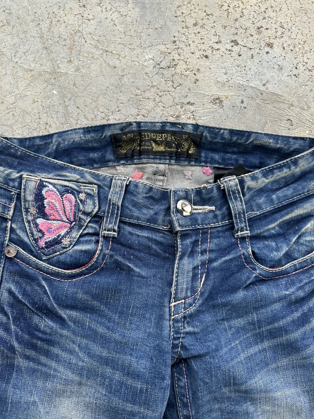 Japanese Brand Red Pepper Butterfly Flare Jeans Size 29" - 6 Thumbnail