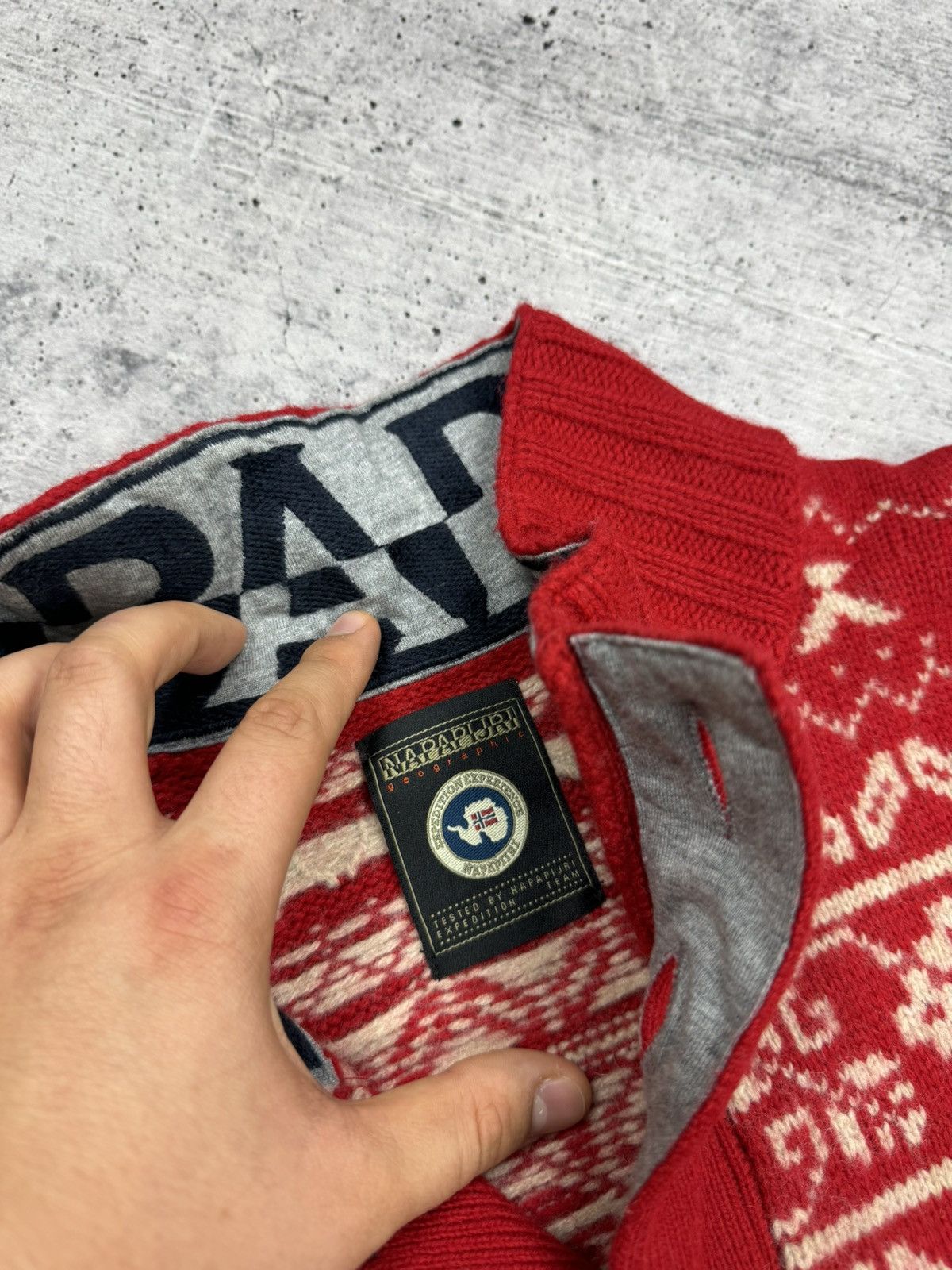 Napapijri × Vintage Vintage Napapijri 90’s Y2K Style Big Logo Rare Wool Sweater Size US L / EU 52-54 / 3 - 12 Thumbnail