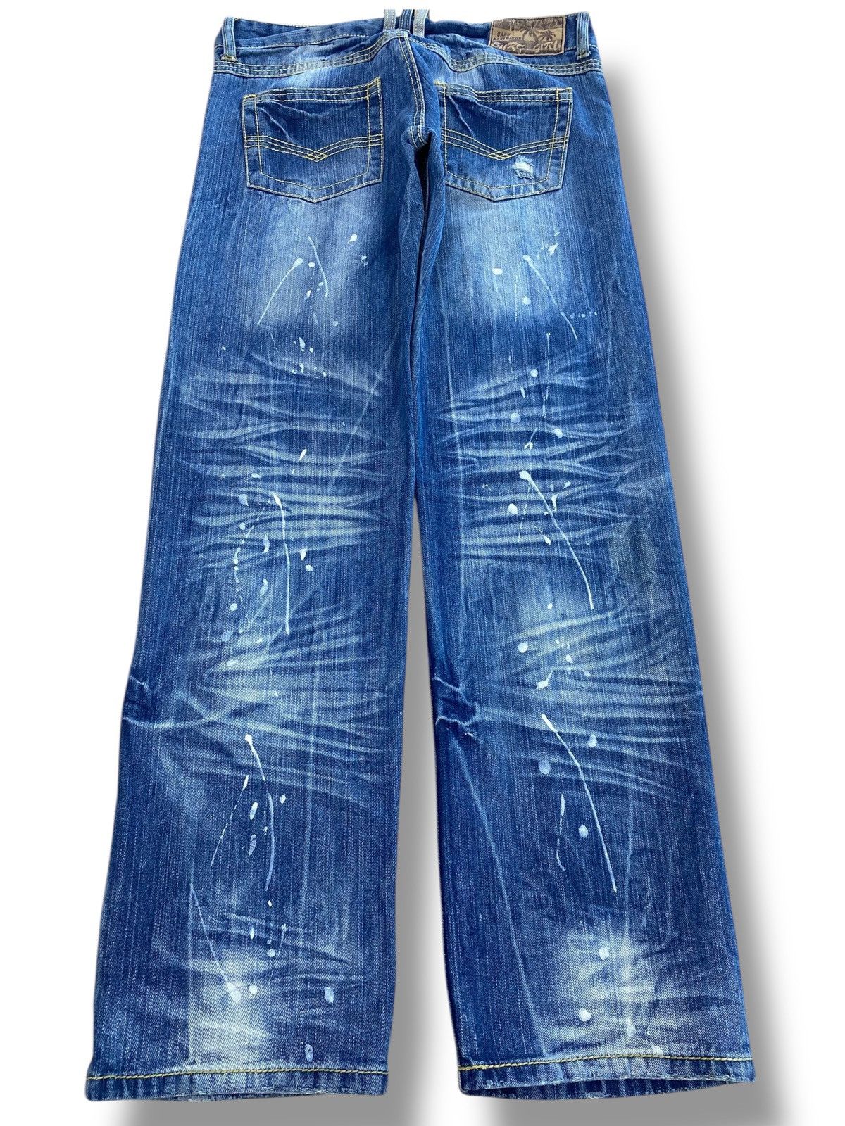 Japanese Brand Surf Girl Patch Work Distressed Style Skinny Leg Jeans Size 31" - 3 Thumbnail