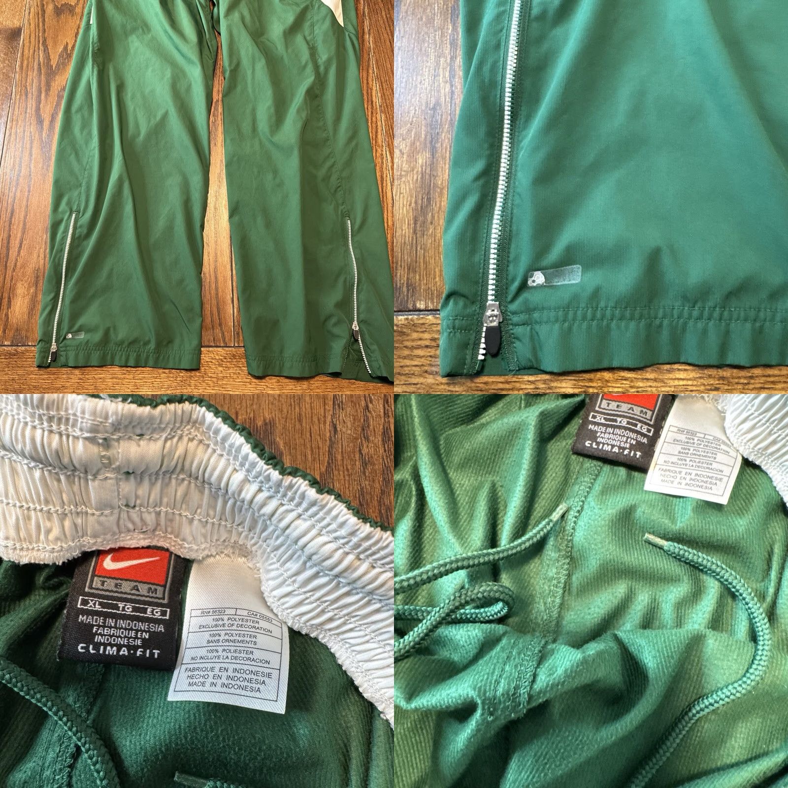 Nike VINTAGE Nike Team Blackhawk Cougars Track Suit Green Football Baggy Ankle Zip 90’s XL Mens Size 36R - 9 Thumbnail