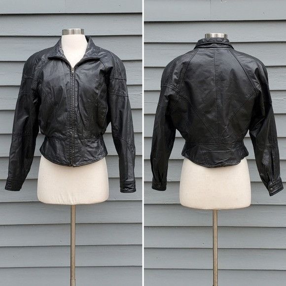 Vintage × Wilsons Leather Vintage 90s y2k Wilsons Black Leather Insulated Bomber Coat Size M / US 6-8 / IT 42-44 - 1 Thumbnail
