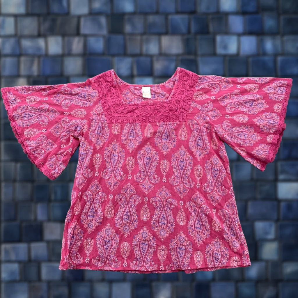 Blair Blair Womens Pink Paisley Tunic Top - Size XL India Made Size XL / US 12-14 / IT 48-50 - 1 Thumbnail