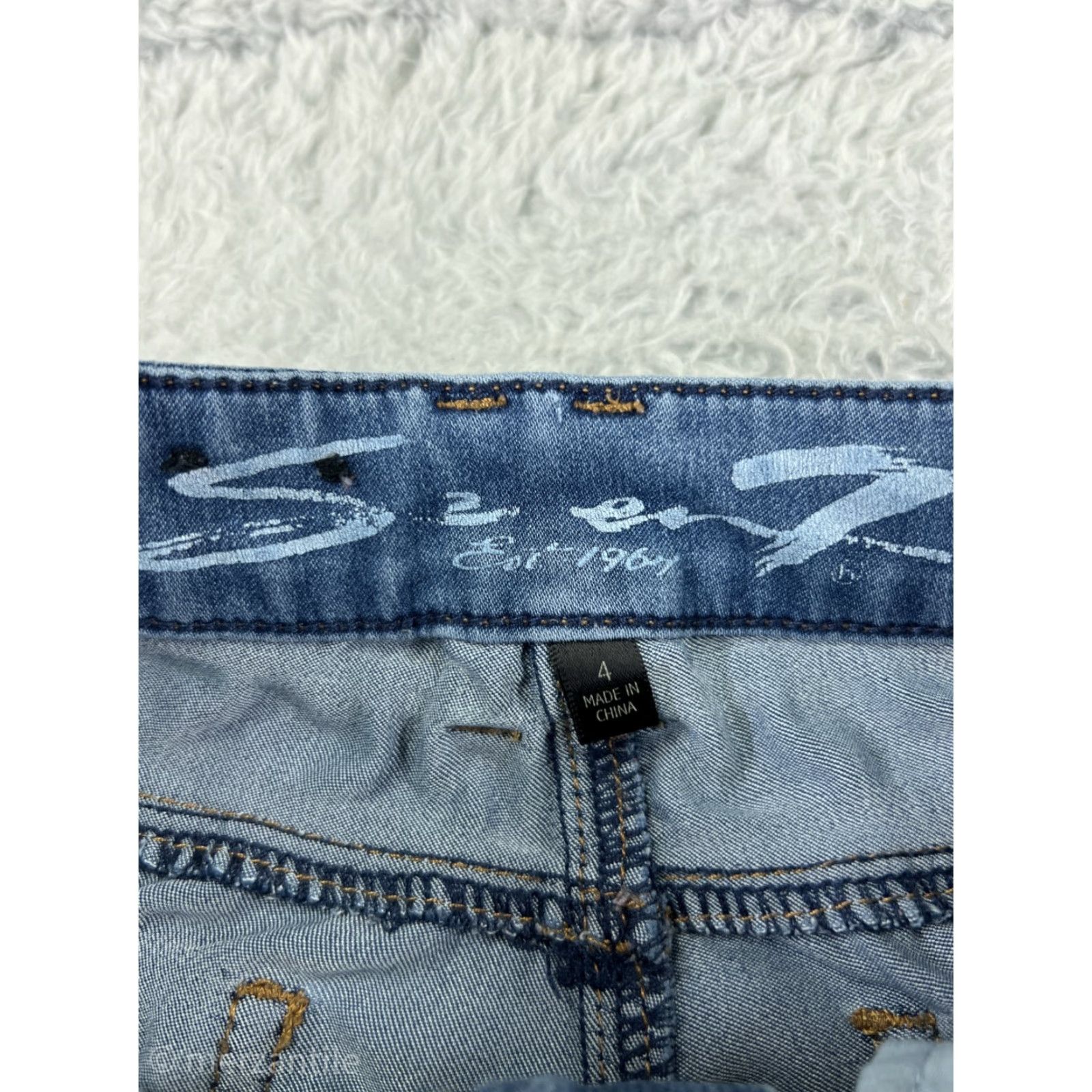 Vintage Seven7 Jeans Womens Jeans Mid Rise Blue Denim Skinny Cotton Blend Embroidered 4 Size 27" / US 4 / IT 40 - 4 Thumbnail