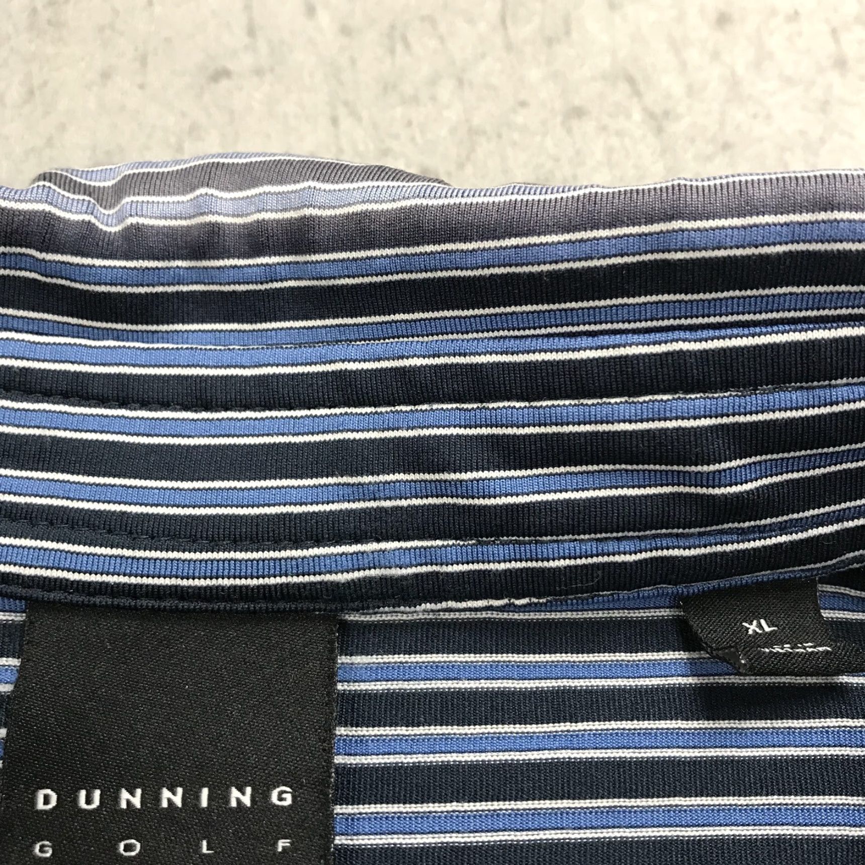 Vintage Dunning Polo Shirt Mens XL Blue Striped Golf Performance Stretch Size US XL / EU 56 / 4 - 4 Thumbnail