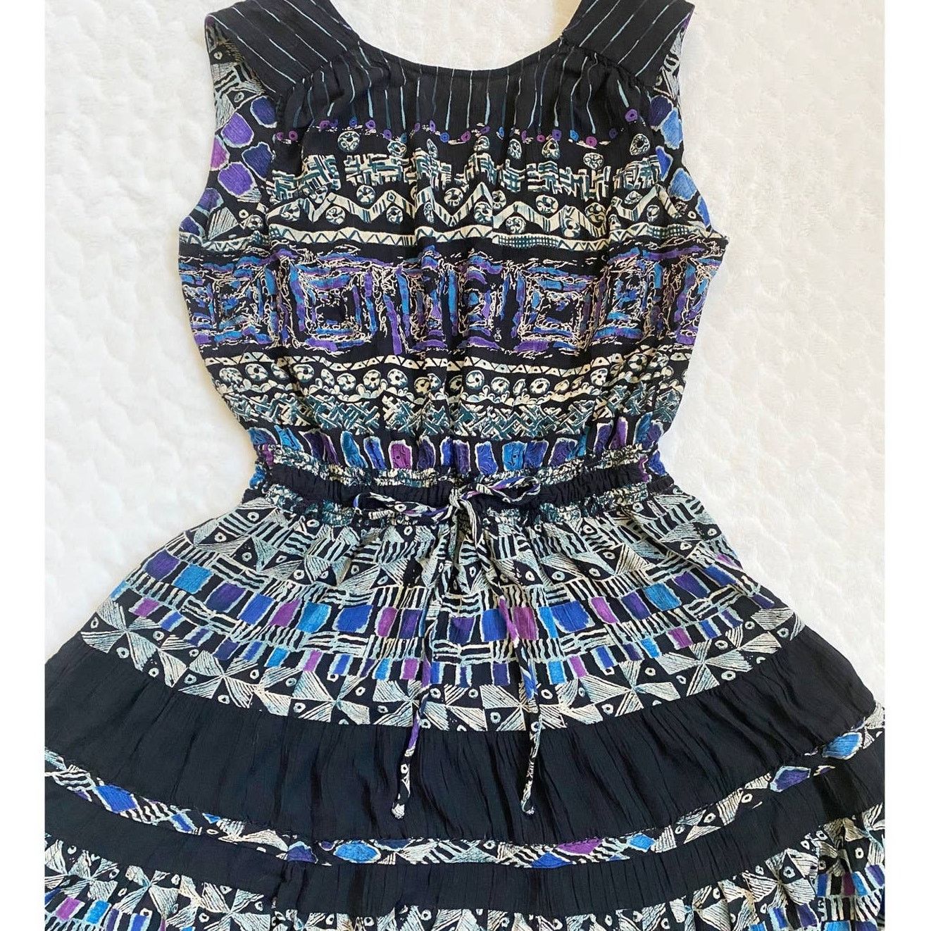 Vintage VTG Carole Little 90’s Graphic Design Flare Dress Stretch Size L / US 10 / IT 46 - 5 Thumbnail