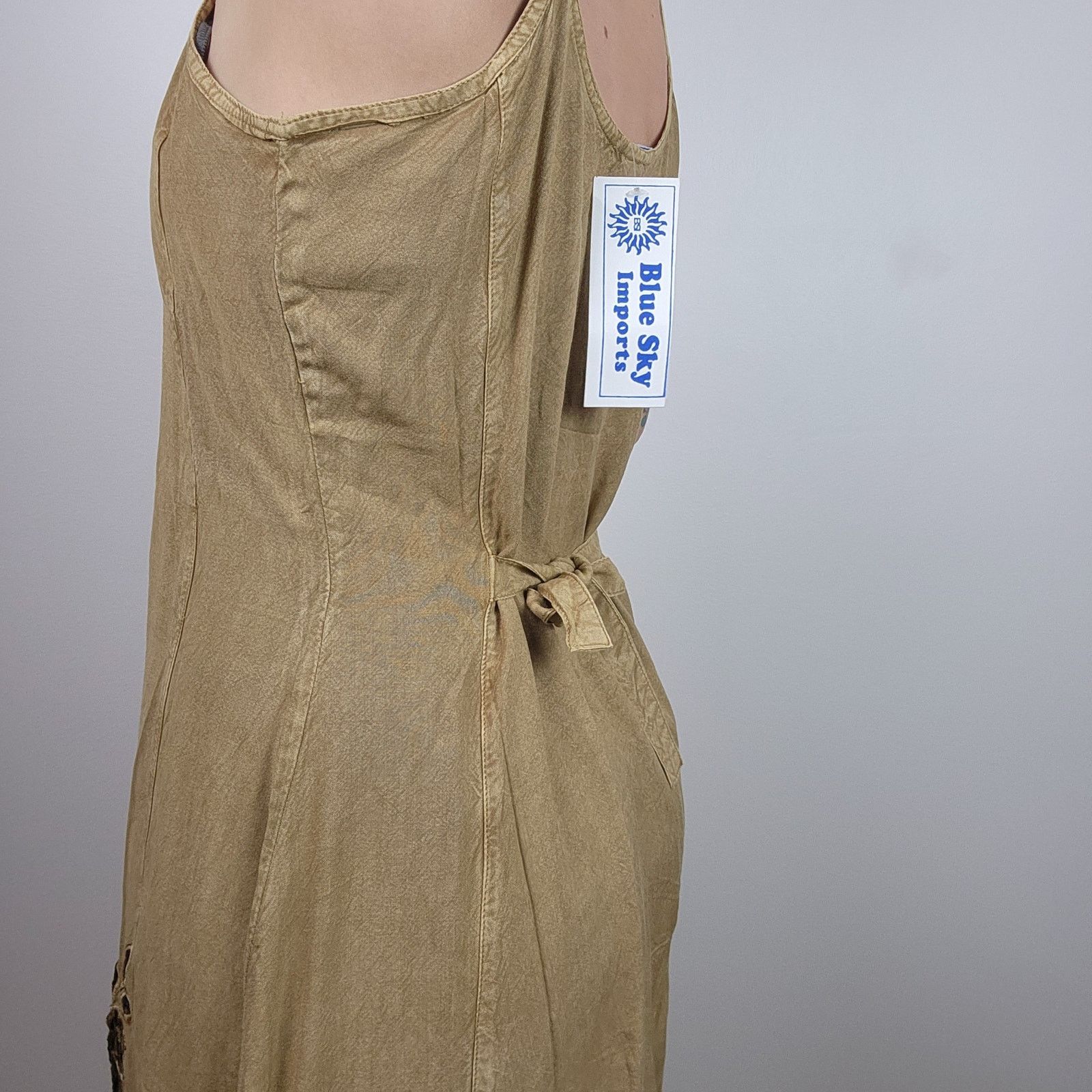 Other Hippie Festival Sun Dress Blue Sky Embroidered Velvet Large Size L / US 10 / IT 46 - 3 Thumbnail