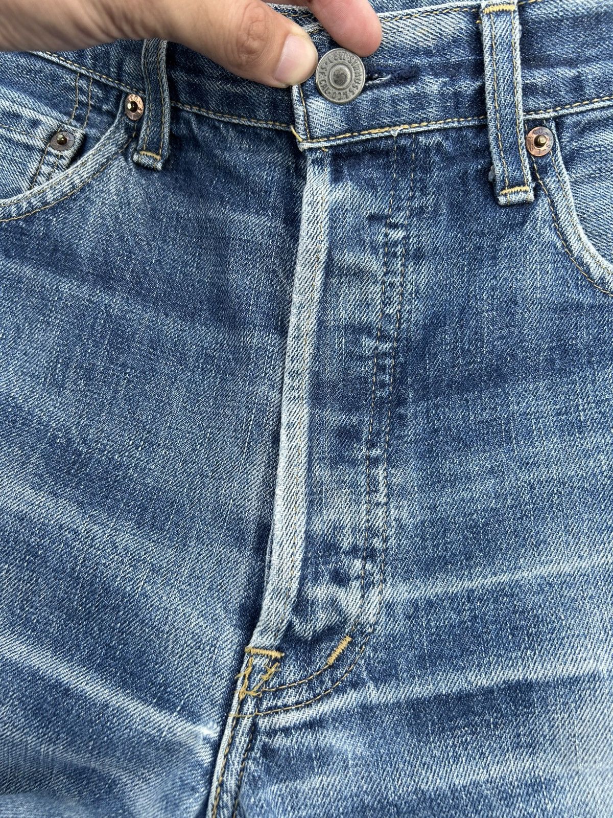 Kapital Vintage Levis Big E Selvedge Distressed Denim Jeans Size US 30 / EU 46 - 12 Thumbnail