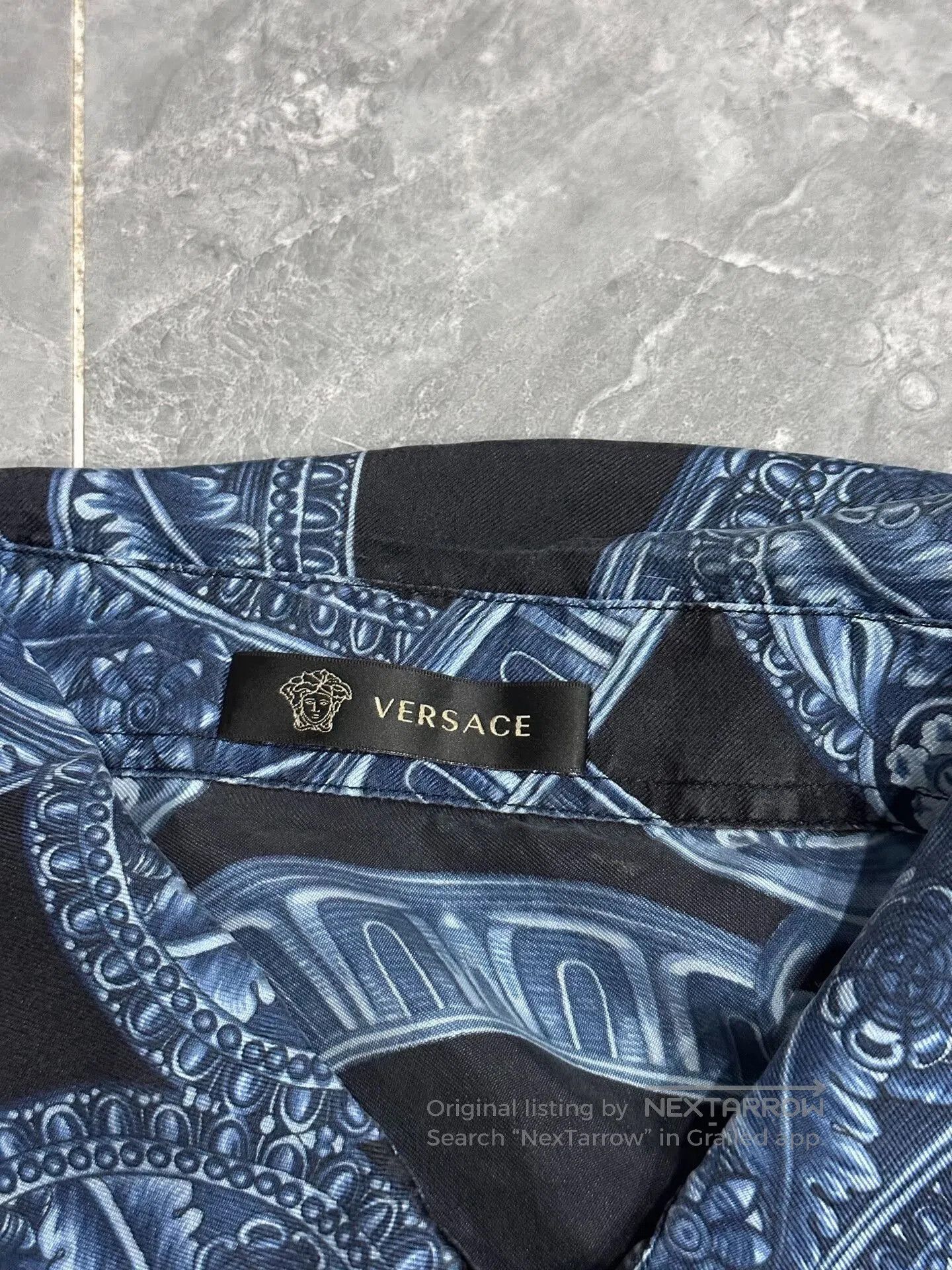Versace Versace Silk Long Sleeve Shirt Blue Black. Size US S / EU 44-46 / 1 - 4 Thumbnail