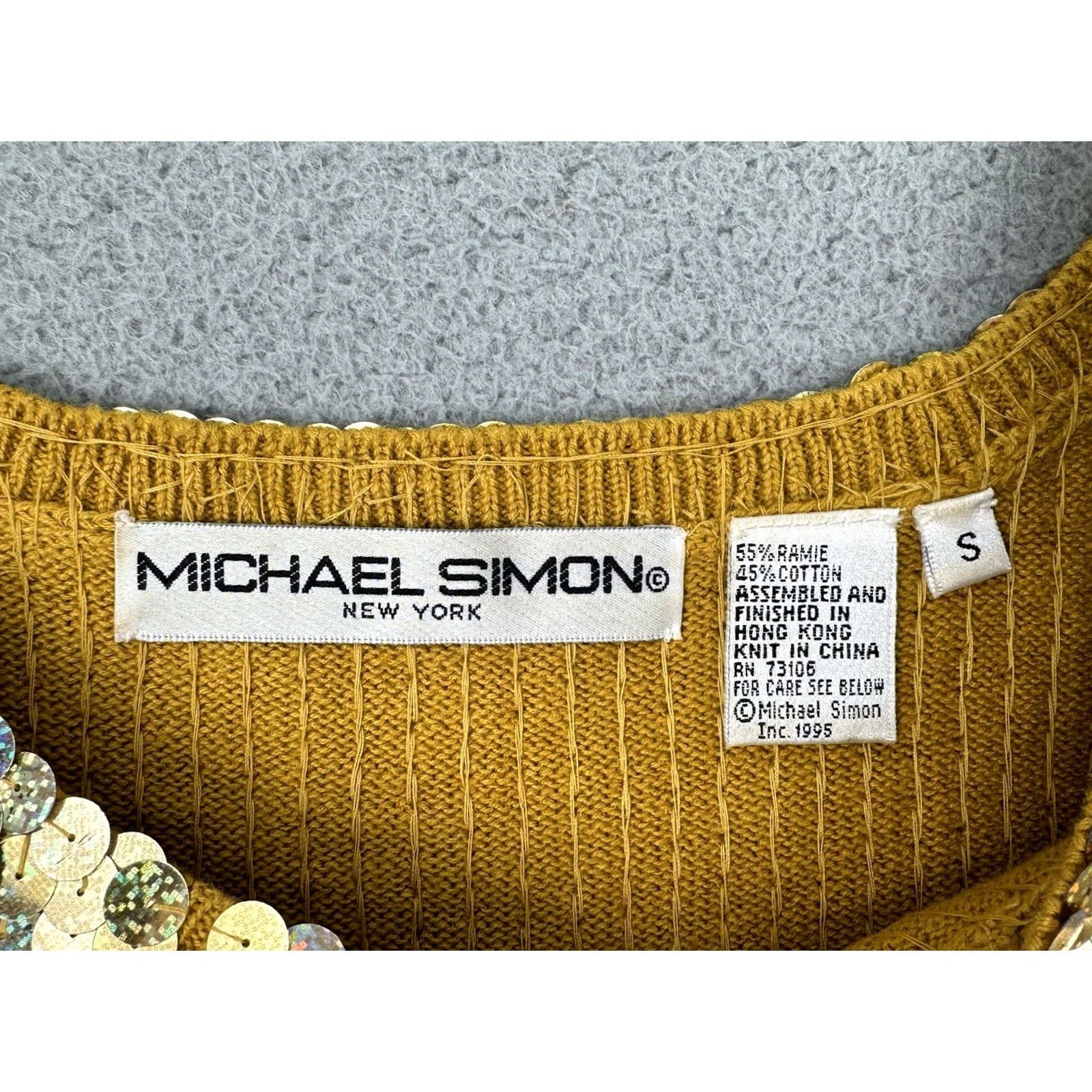 Vintage Michael Simon Tank Size S Gold Sequins Fully Embellished Totally Covered Party 90s Womens, Women's — image 4 of 6