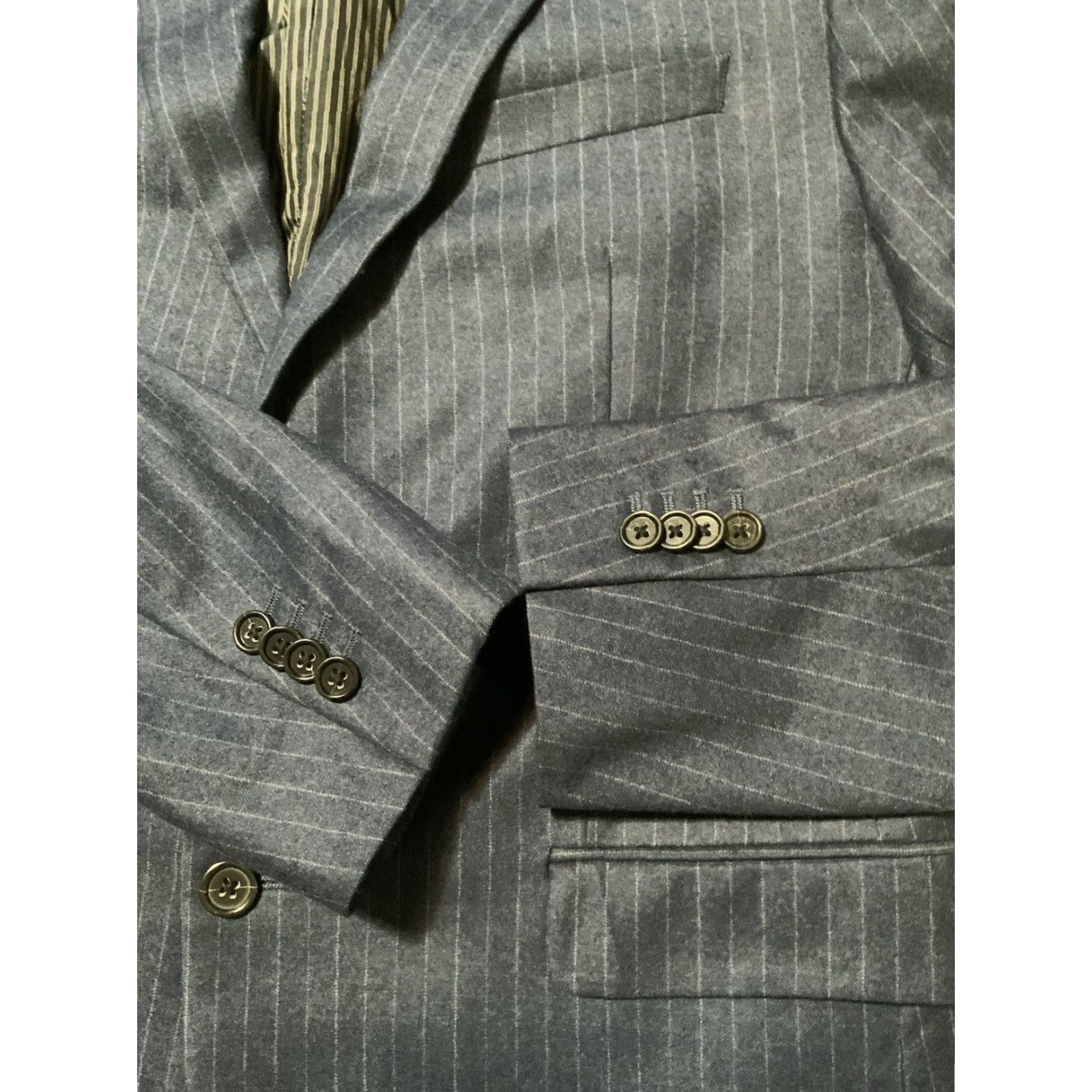 Banana Republic VINTAGE Banana Republic Marzotto Striped Wool Navy Blue Sportscoat Blazer Jacket Sz. 42R Men Blazer Navy Striped Wool 42R Mens Jacket Size 42R - 7 Thumbnail