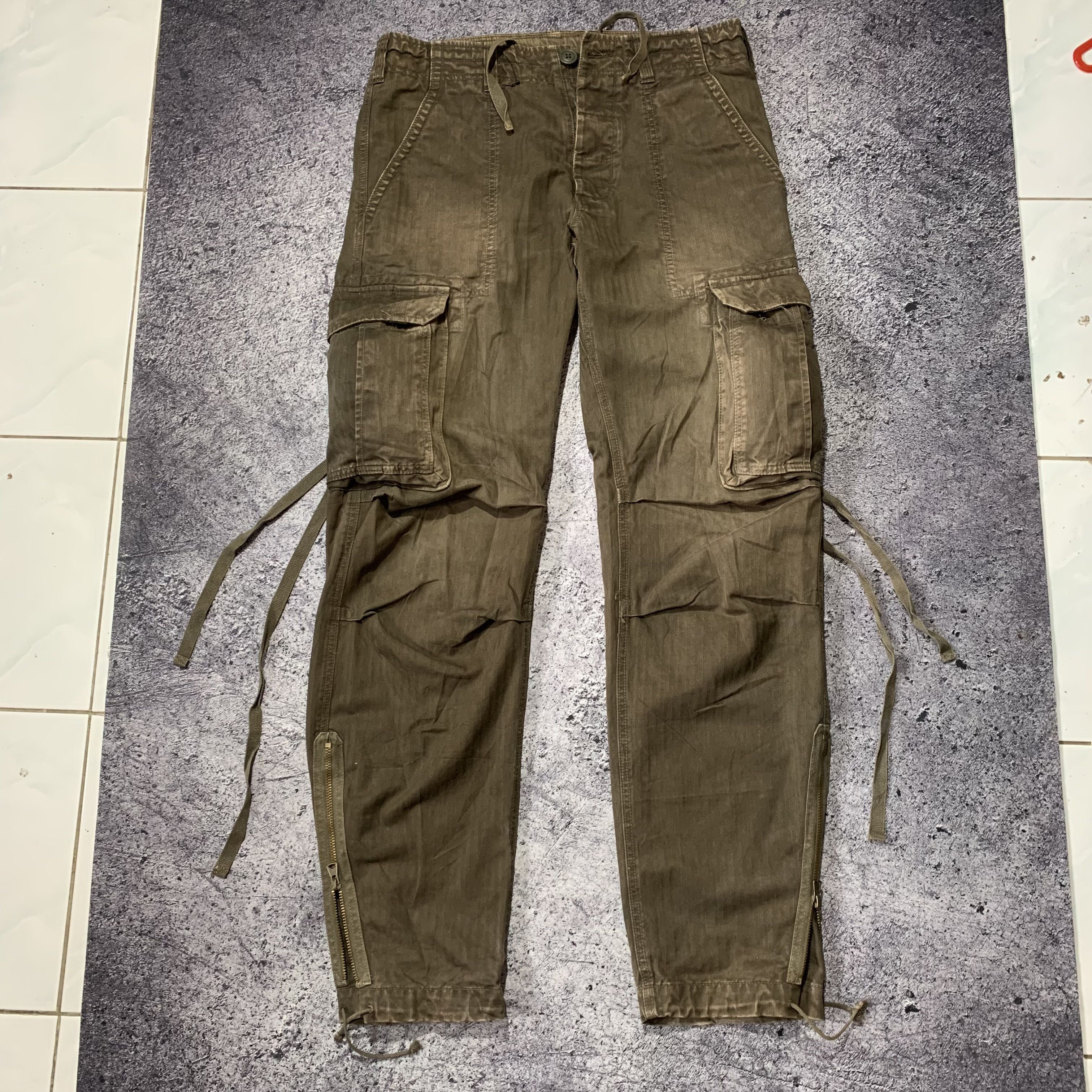 image of Archival Clothing x Beauty Beast Surplus Bondage Biker Linen Cargo Pants, Men's (Size 31)