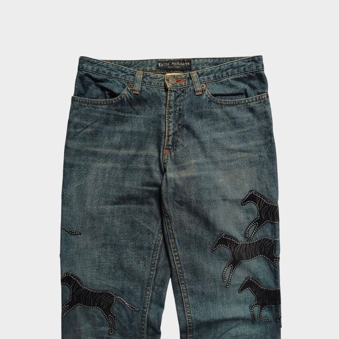 KEITAMARUYAMA Keita Maruyama zebra leather patch jean Size US 29 - 3 Thumbnail