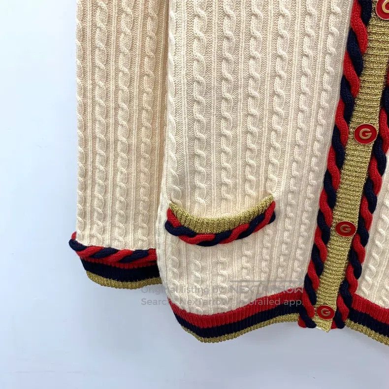 Gucci Gucci Beige wool twisted V-neck single-breasted long-sleev Size US M / EU 48-50 / 2 - 4 Thumbnail