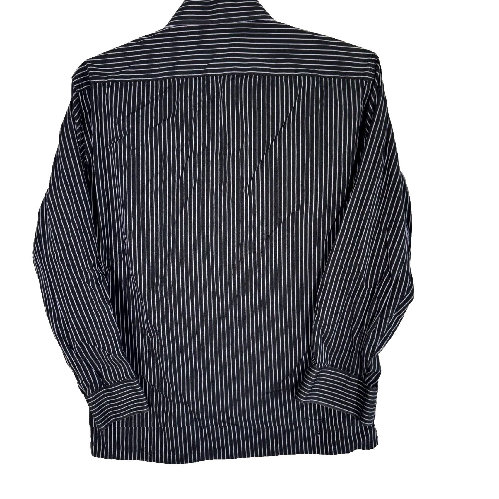Hugo Boss HUGO BOSS Dress Shirt 17 (34/35) Black Pinstripe Long Sleeve Button-Up Mens Shirt Size 46R - 2 Thumbnail