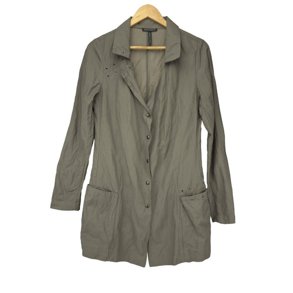 Sarah Pacini SARAH PACINI Button Down Eyelets Long Sleeve Green Coat FLAW Size S / US 4 / IT 40 - 5 Thumbnail