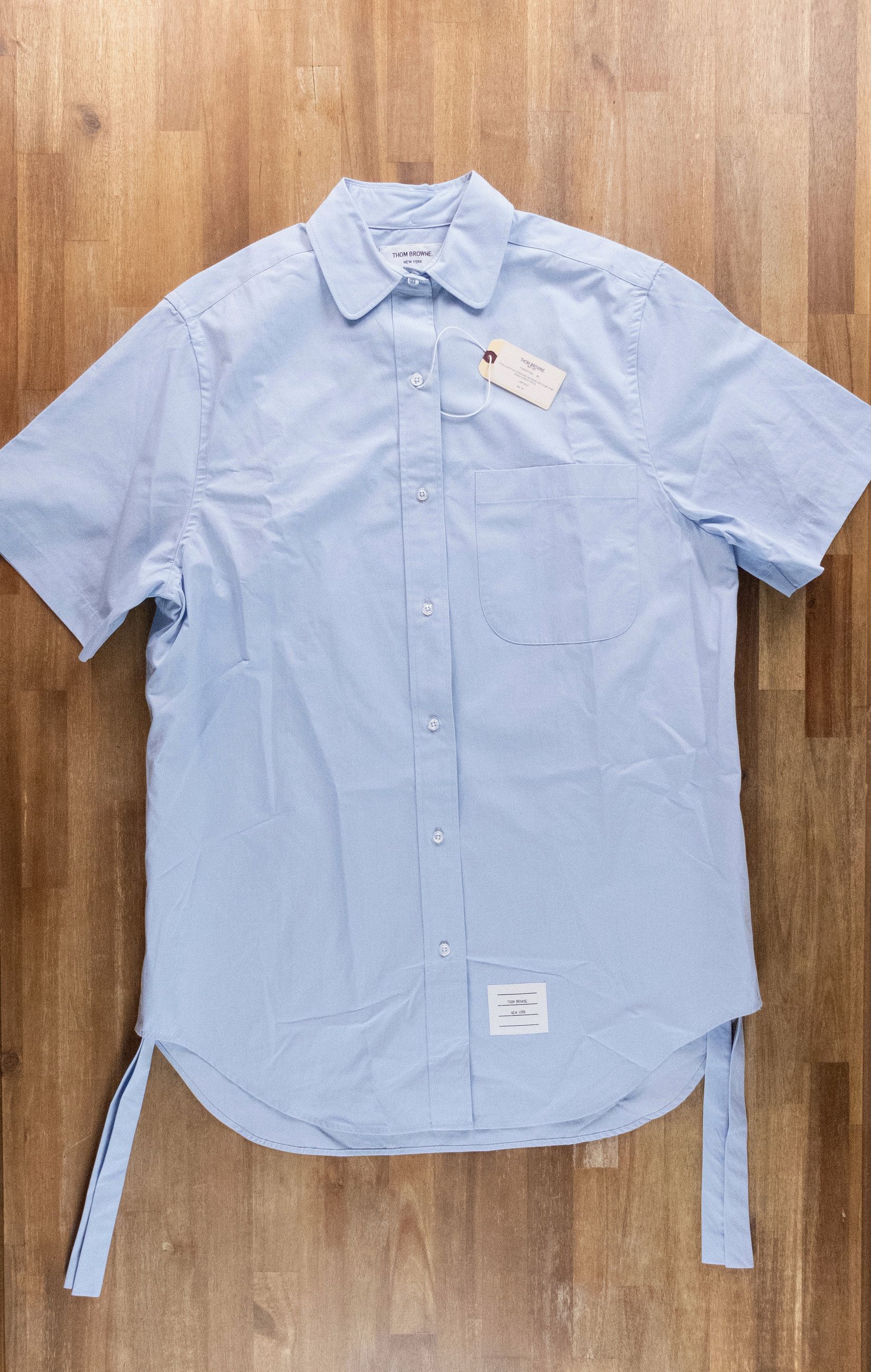 Thom Browne THOM BROWNE solid blue cotton gathered mini shirt dress 6 Size M / US 6-8 / IT 42-44 - 1 Thumbnail