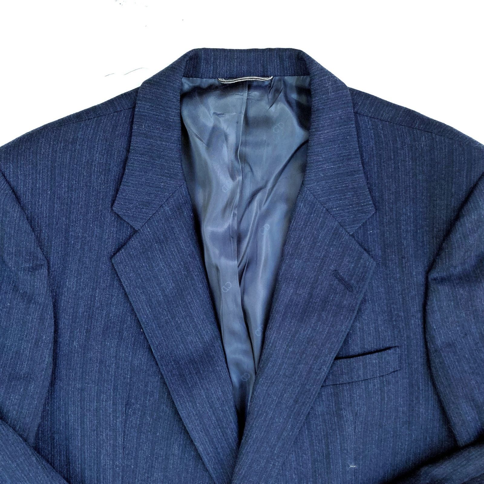 Christian Dior Monsieur Vintage Dior Navy Pinstripe Wool Dinner Jacket 42R | Classic Size 42R - 10 Thumbnail