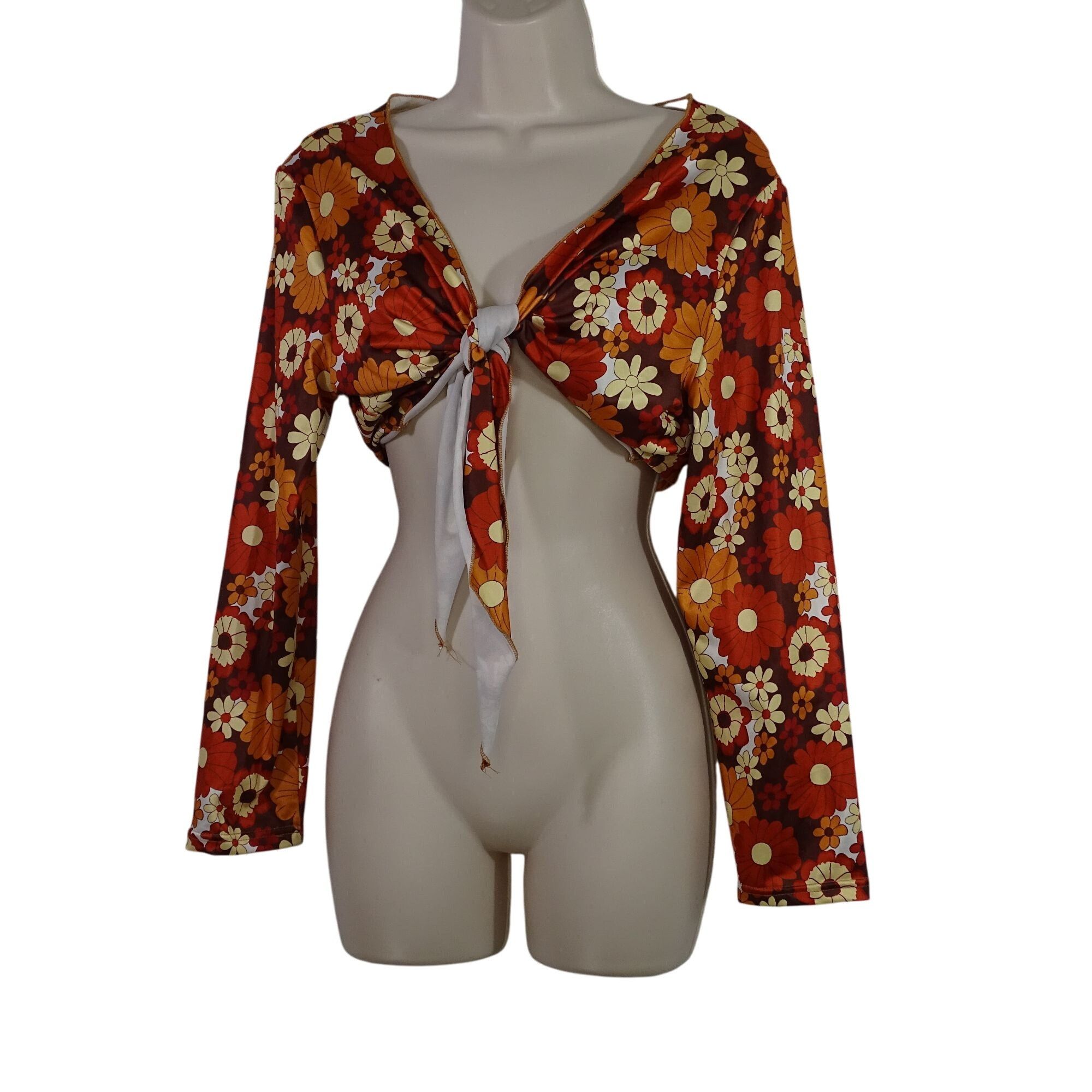 Shein Shein Curve Retro Floral Brown 2-Pc Top & Skirt Size OXL 12 Size 31" - 2 Thumbnail