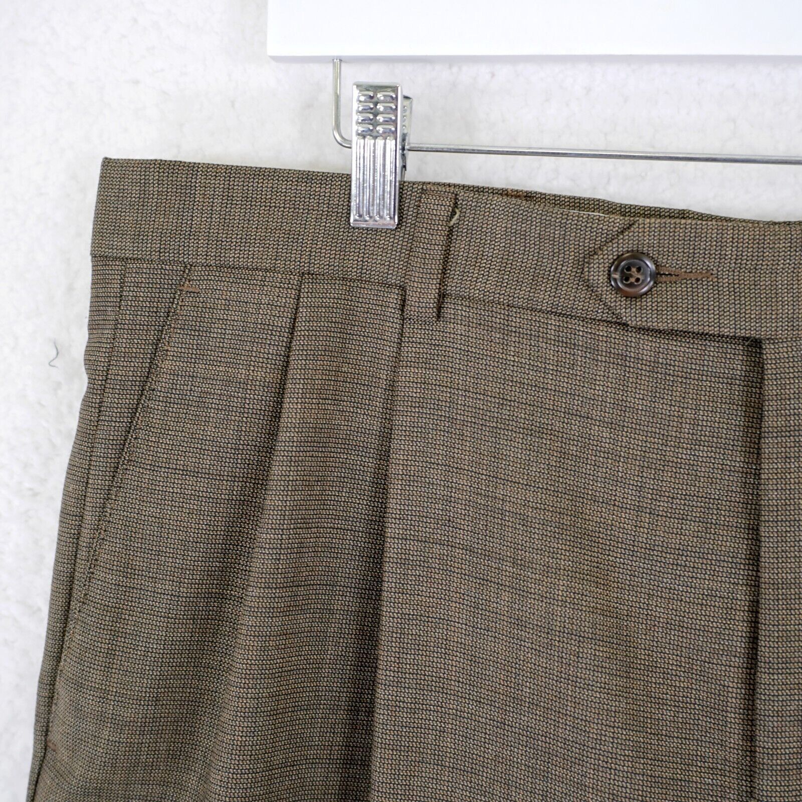 Hart Schaffner Marx Hart Schaffner Marx Wool Brown Bubble Check 38/33 Dress Pant Size 38L - 3 Thumbnail