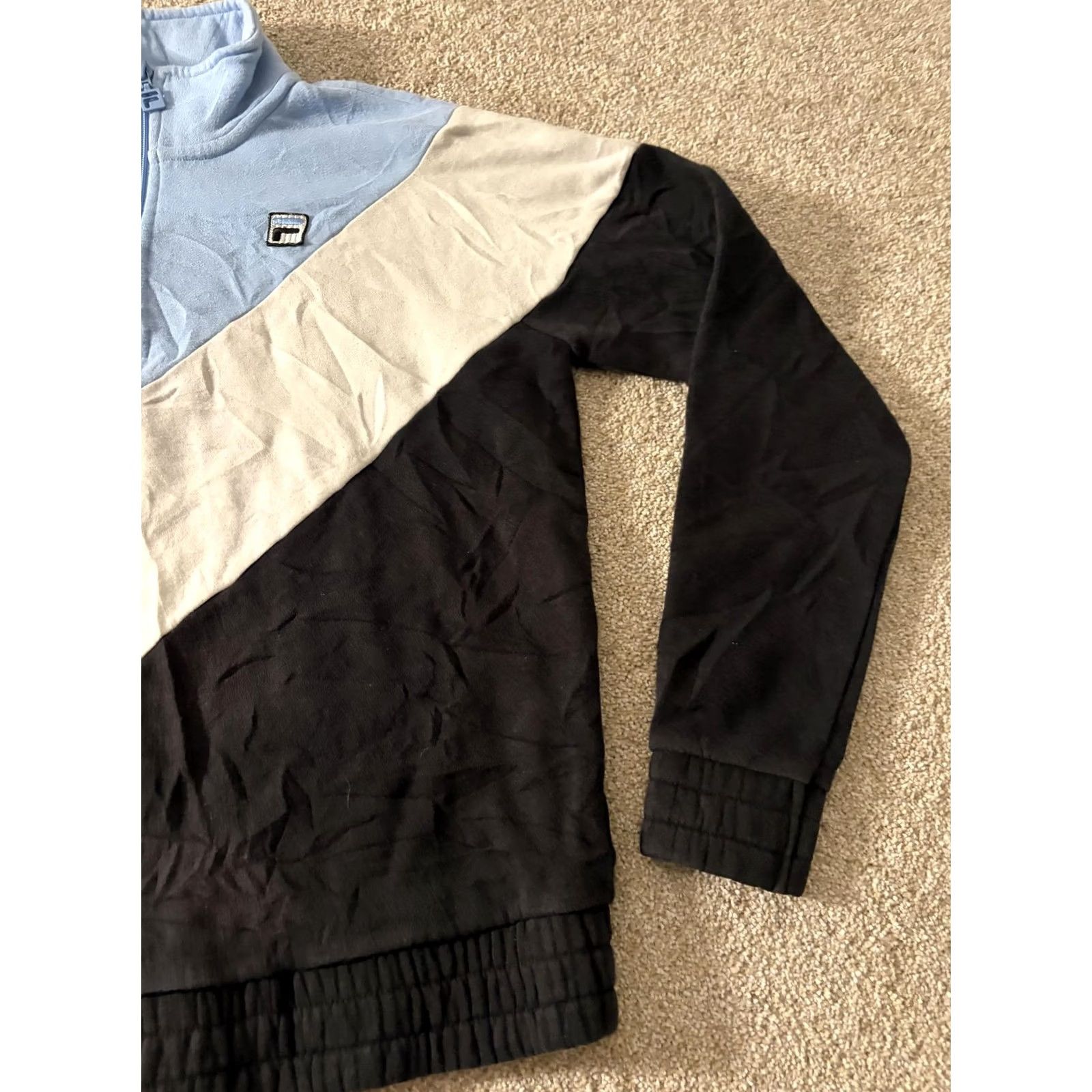 Fila FILA Sweatshirt Women Medium Black Colorblock Fleece Pullover Logo Sleeve Zip Long Size M / US 6-8 / IT 42-44 - 3 Thumbnail