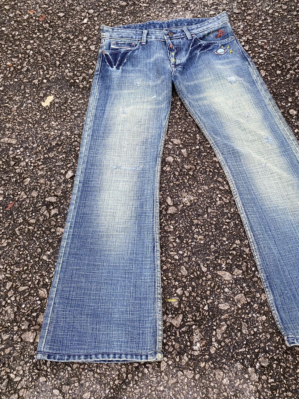 Diesel × Japanese Brand × Tornado Mart 1990s - Vintage Diesel Astronomy Design Flare Denim Size US 32 / EU 48 - 3 Thumbnail