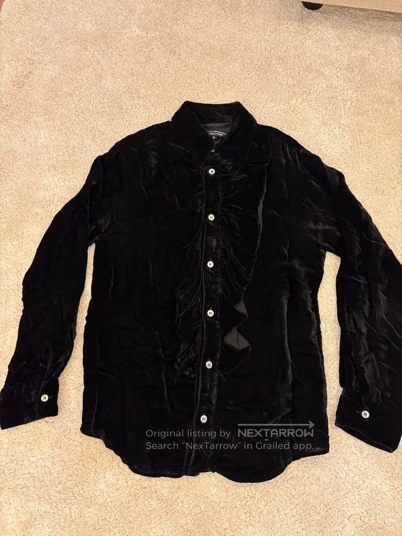 Junya Watanabe Junya Watanabe Black Velvet Ruffle Shirt Size S / US 4 / IT 40 - 1 Thumbnail