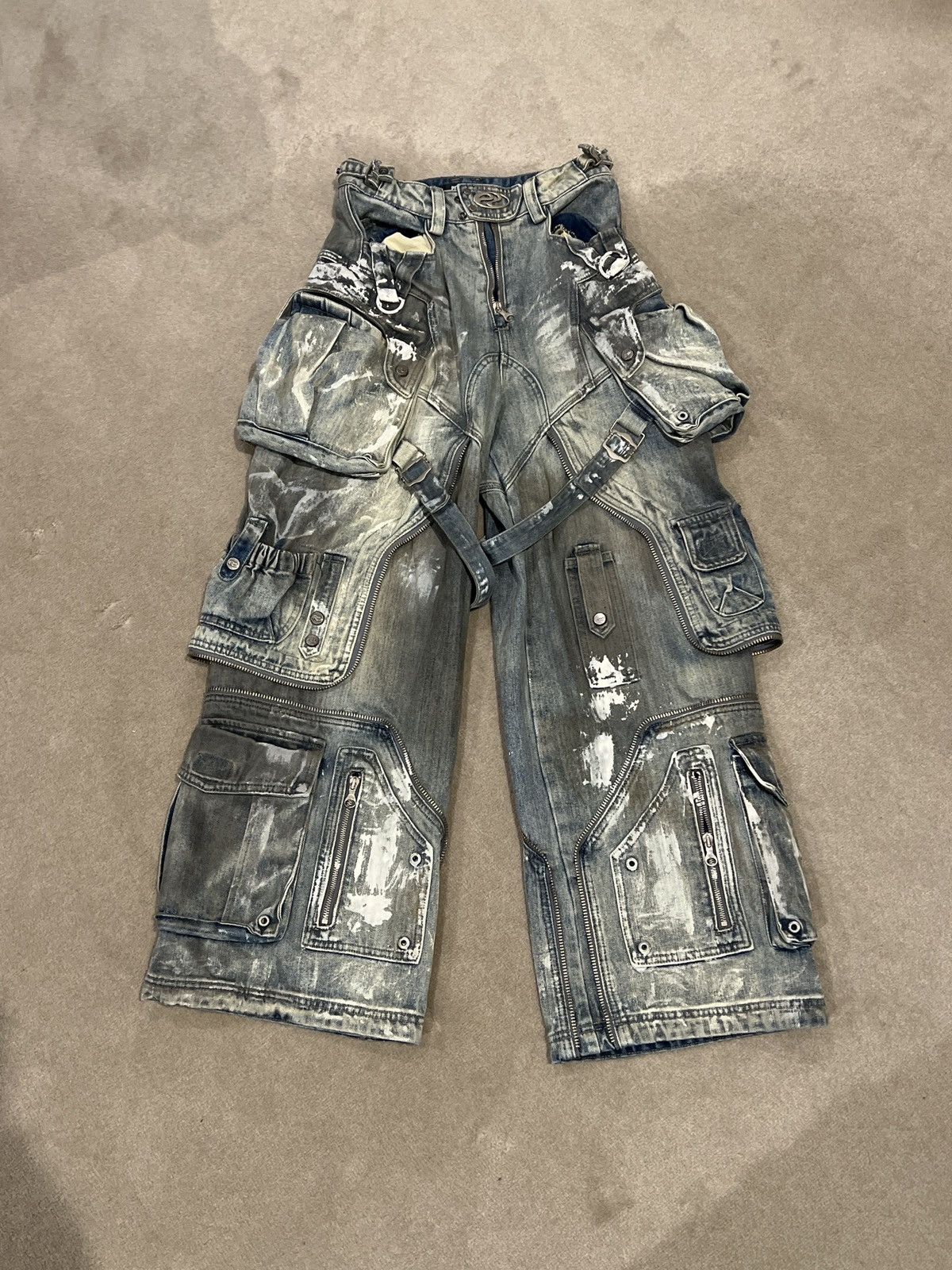 Other PERSONSOUL WHITE STAIN GRAFFITI CARGO PANTS Size US 32 / EU 48 - 3 Thumbnail