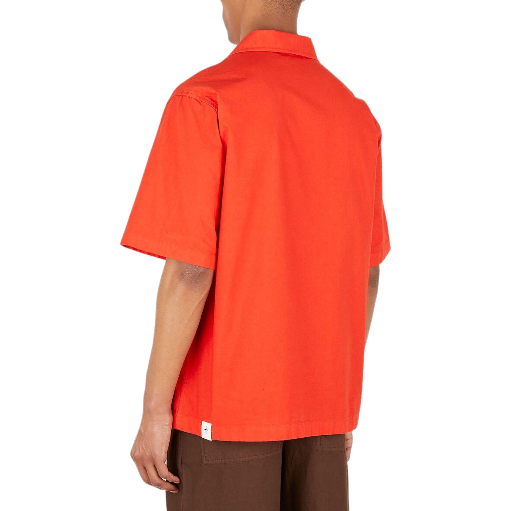 Jil Sander Men's Solid Canvas Camp Shirt in Red 44 Size US S / EU 44-46 / 1 - 4 Thumbnail