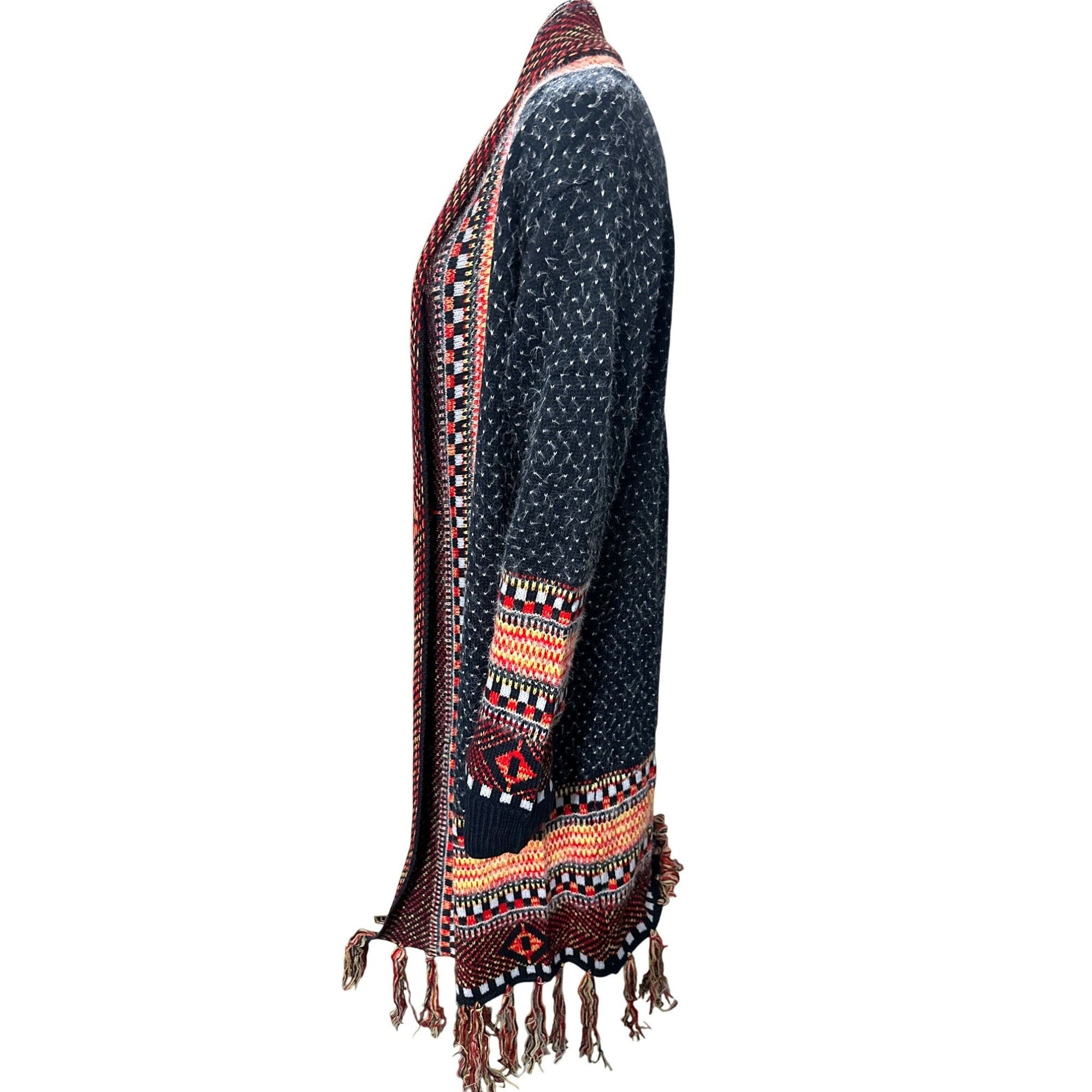 Other CCC Bohemian Aztec Tribal Print Knit Cardigan Fringe Multico Size L / US 10 / IT 46 - 3 Thumbnail