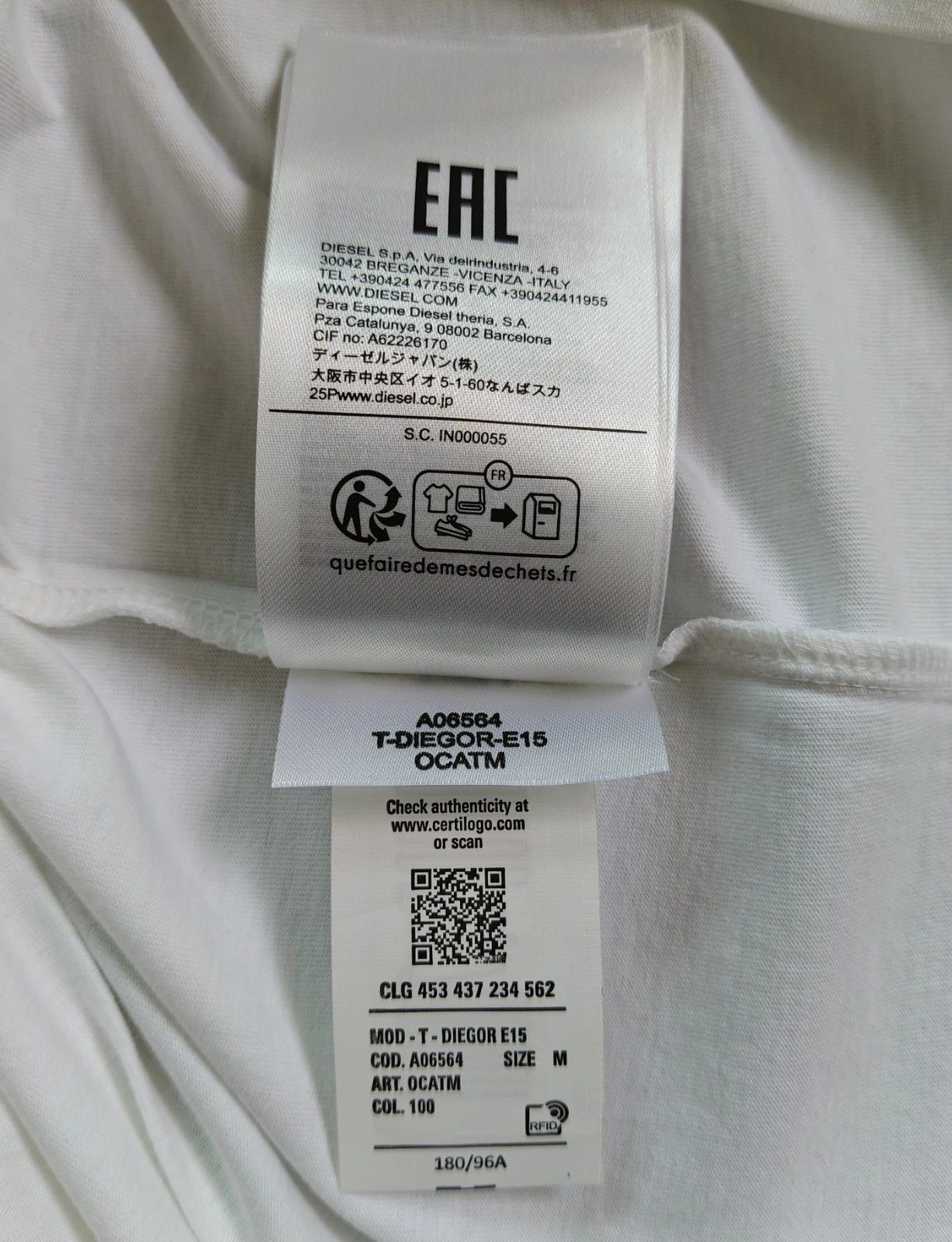 Diesel DIESEL White T-Shirt With Logo Patch T 4131 Size US M / EU 48-50 / 2 - 9 Thumbnail