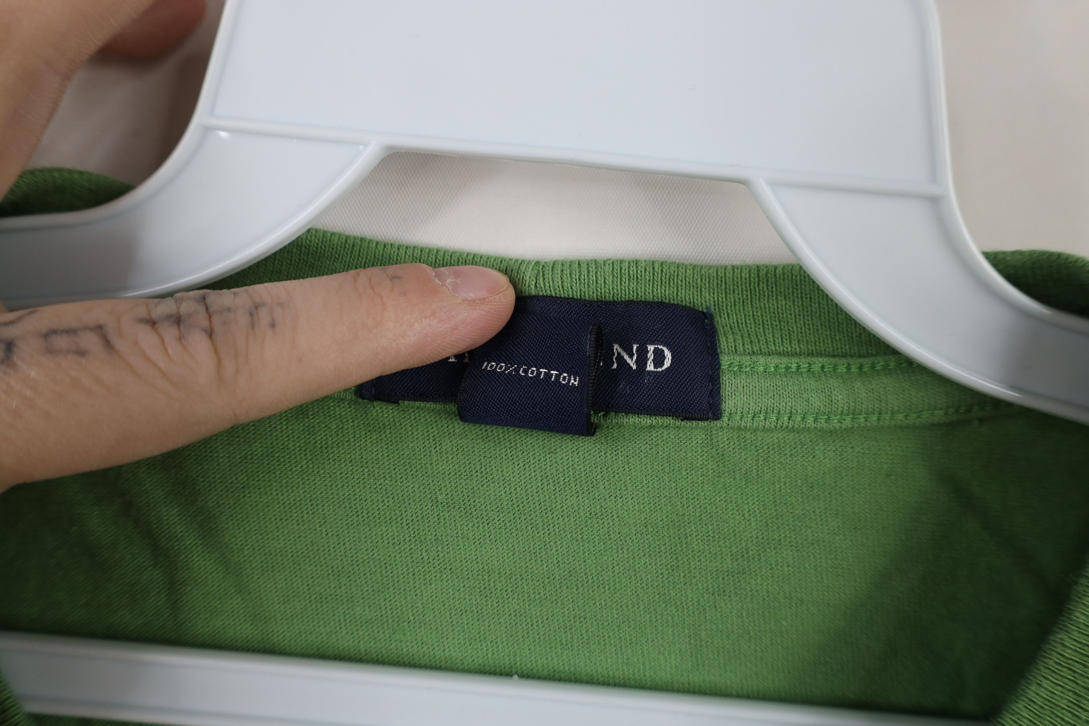 Lands' End × Vintage Vintage 90s Lands End Blank Cotton Pocket T-Shirt Lime Green Size US L / EU 52-54 / 3 - 6 Thumbnail