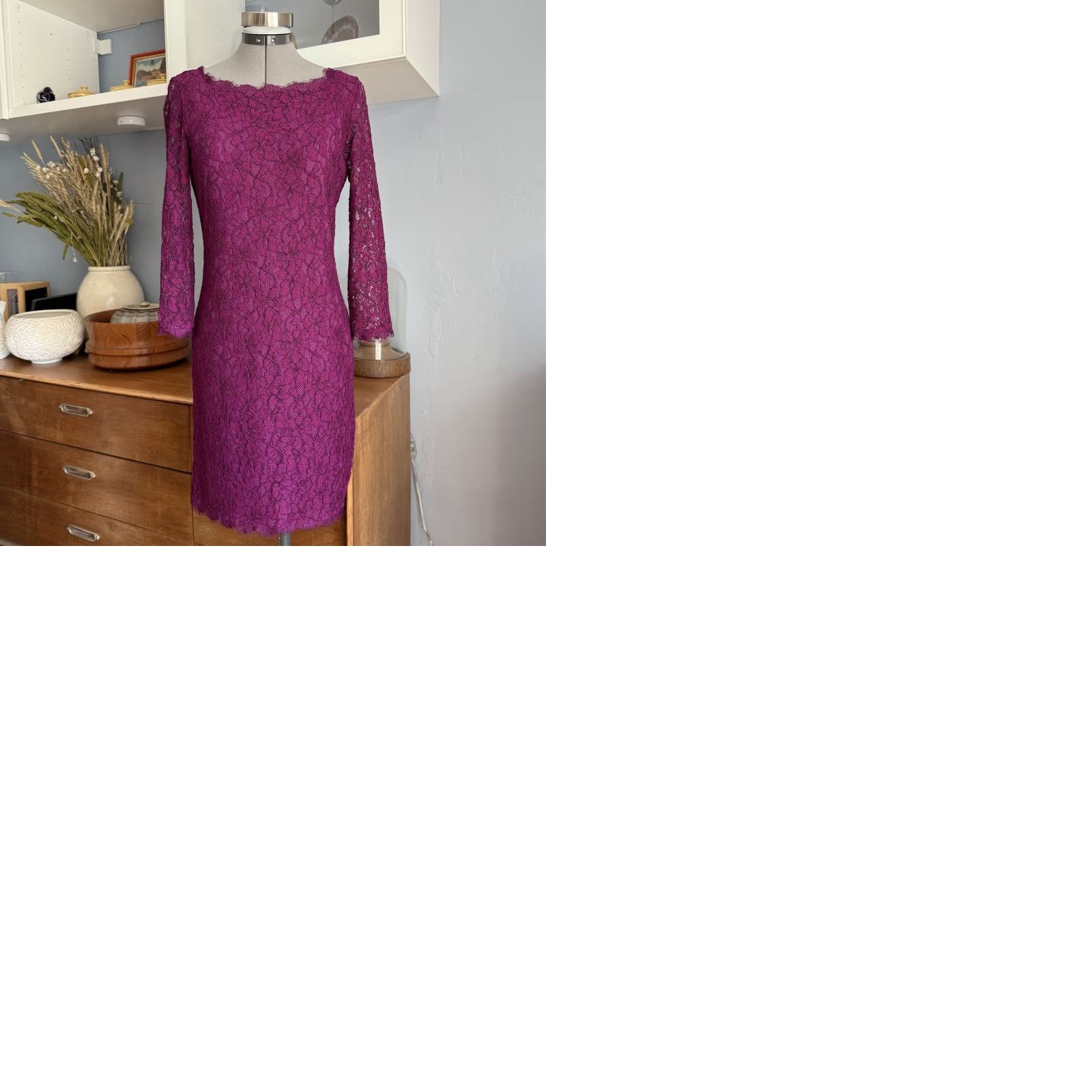 Diane von Furstenberg Diane von Furstenberg Zarita Lace Sheath Dress Beet Size 8 Dress Size M / US 6-8 / IT 42-44 - 9 Thumbnail