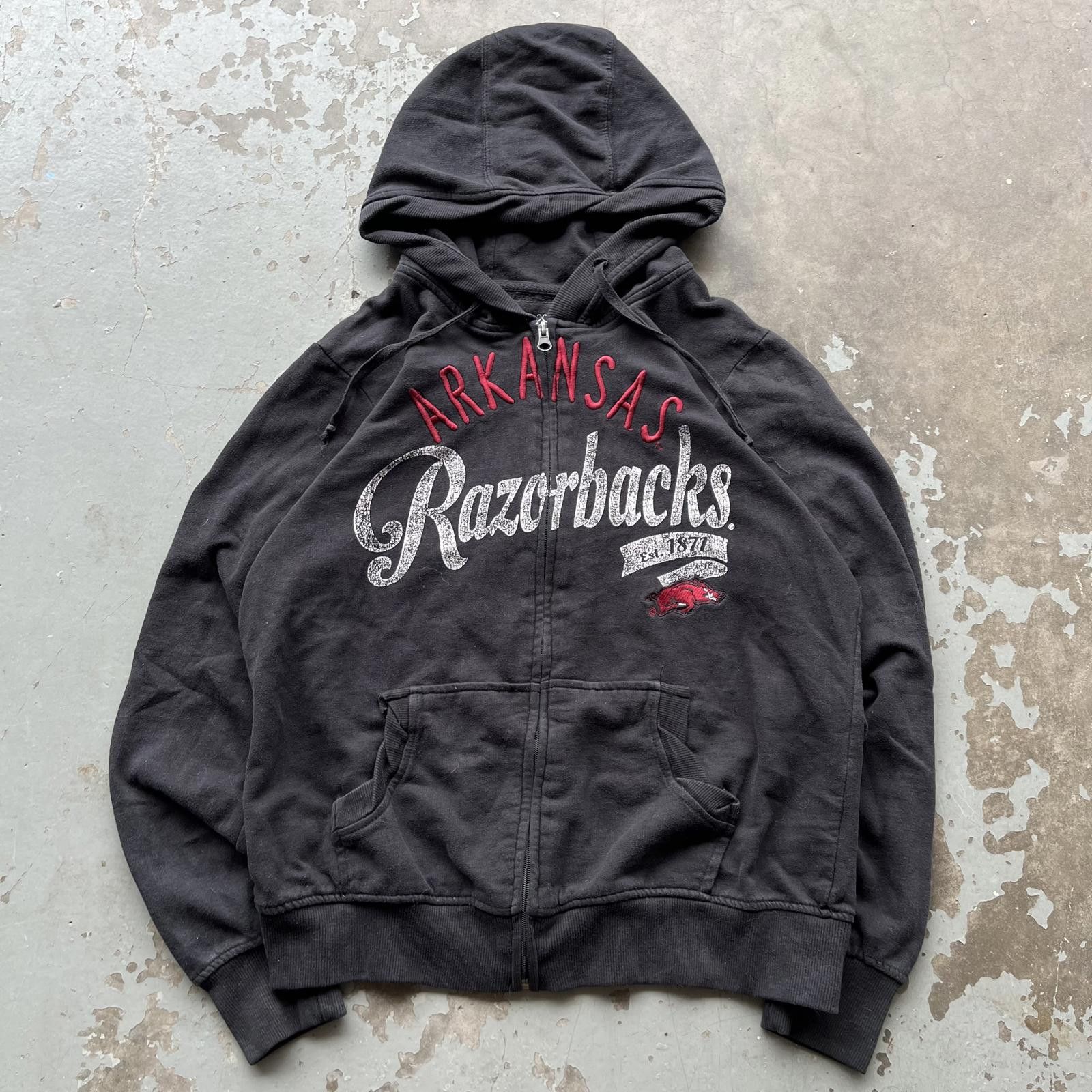 Vintage Vintage Y2K Arkansas Razorbacks Grunge Full Zip Hoodie Size L / US 10 / IT 46 - 1 Thumbnail
