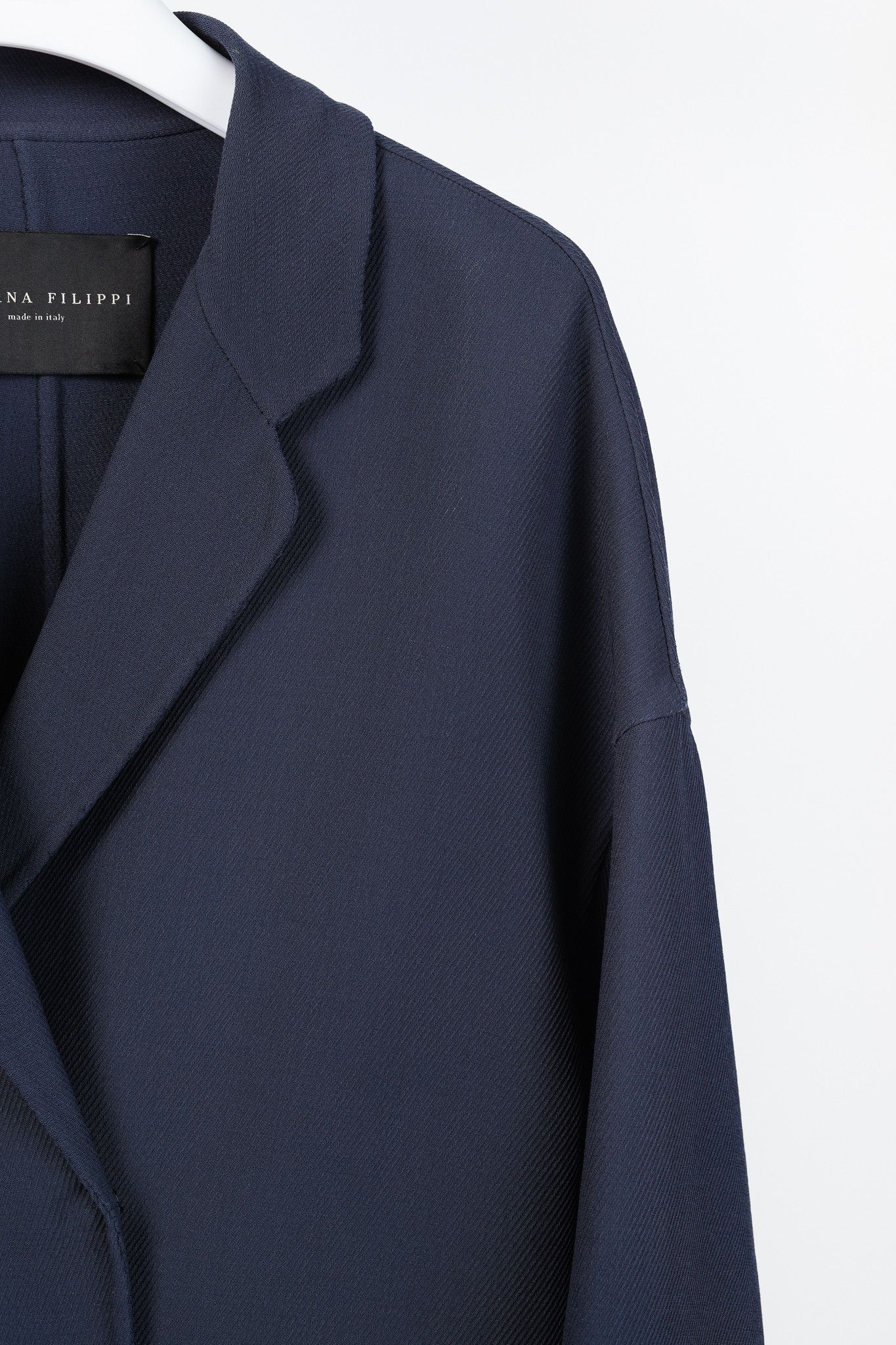 Fabiana Filippi Fabiana Filippi Navy Twill Bead-Trim Double-Breasted Coat Size XL / US 12-14 / IT 48-50 - 5 Thumbnail