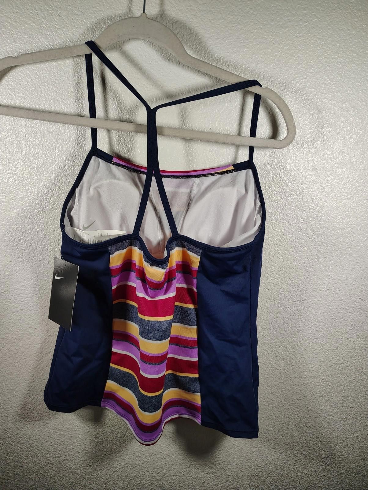Nike Nike Swim Tankini Top Racerback Beach Multicolor Navy Suit Size ONE SIZE - 2 Thumbnail