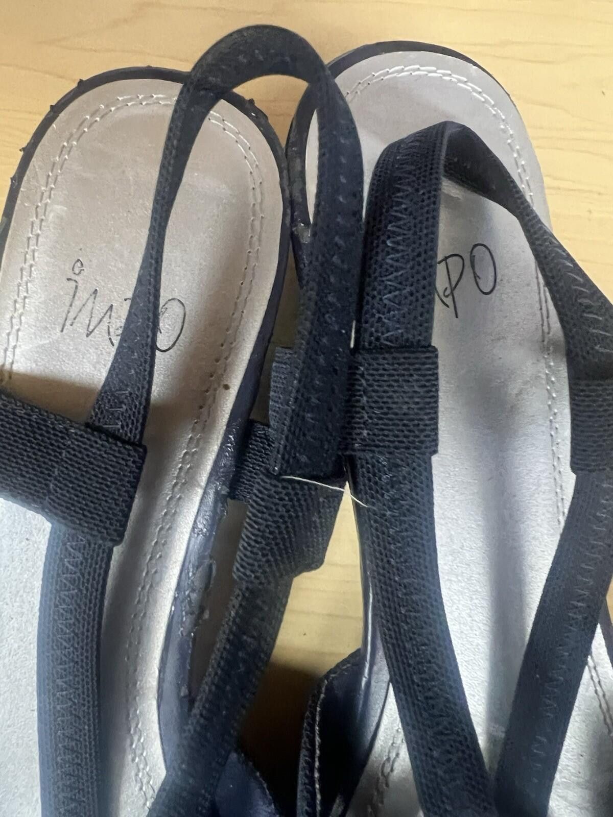 Imperial Impo Stretch Women's Black Wedge Sandals Size 10w Size US 10 / IT 40 - 4 Thumbnail