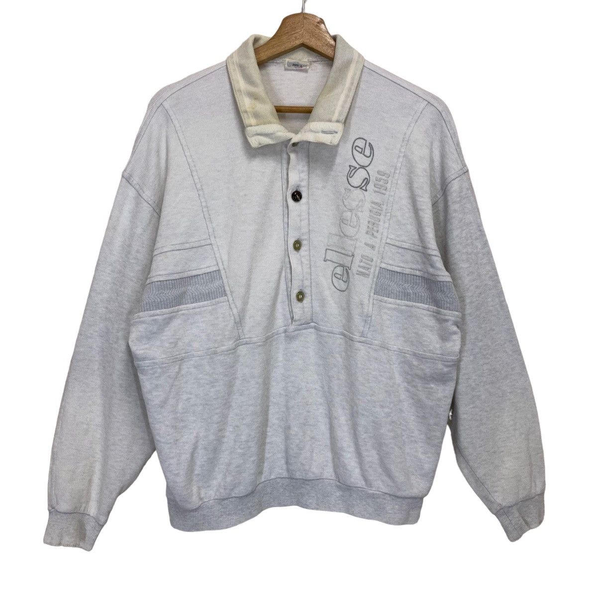 Ellesse × Japanese Brand Vintage 90s Ellesse Big Logo Halfbutton Collar Sweatshirt Size US M / EU 48-50 / 2 - 1 Thumbnail