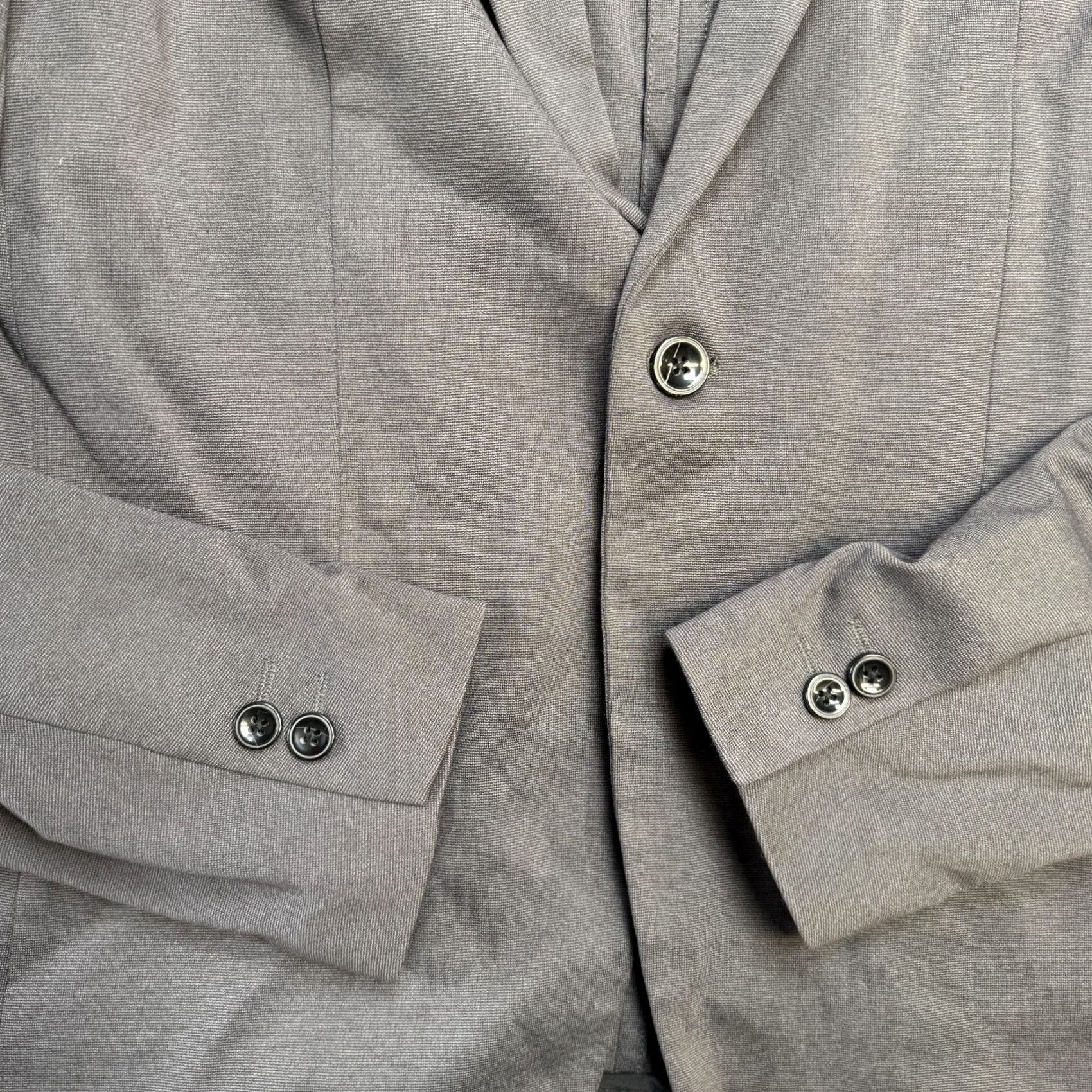 Zara Zara Blazer Mens XL Gray Notch Lapel Knit Stretch One-Button Front Jacket Single-Breasted Size 46R - 5 Thumbnail