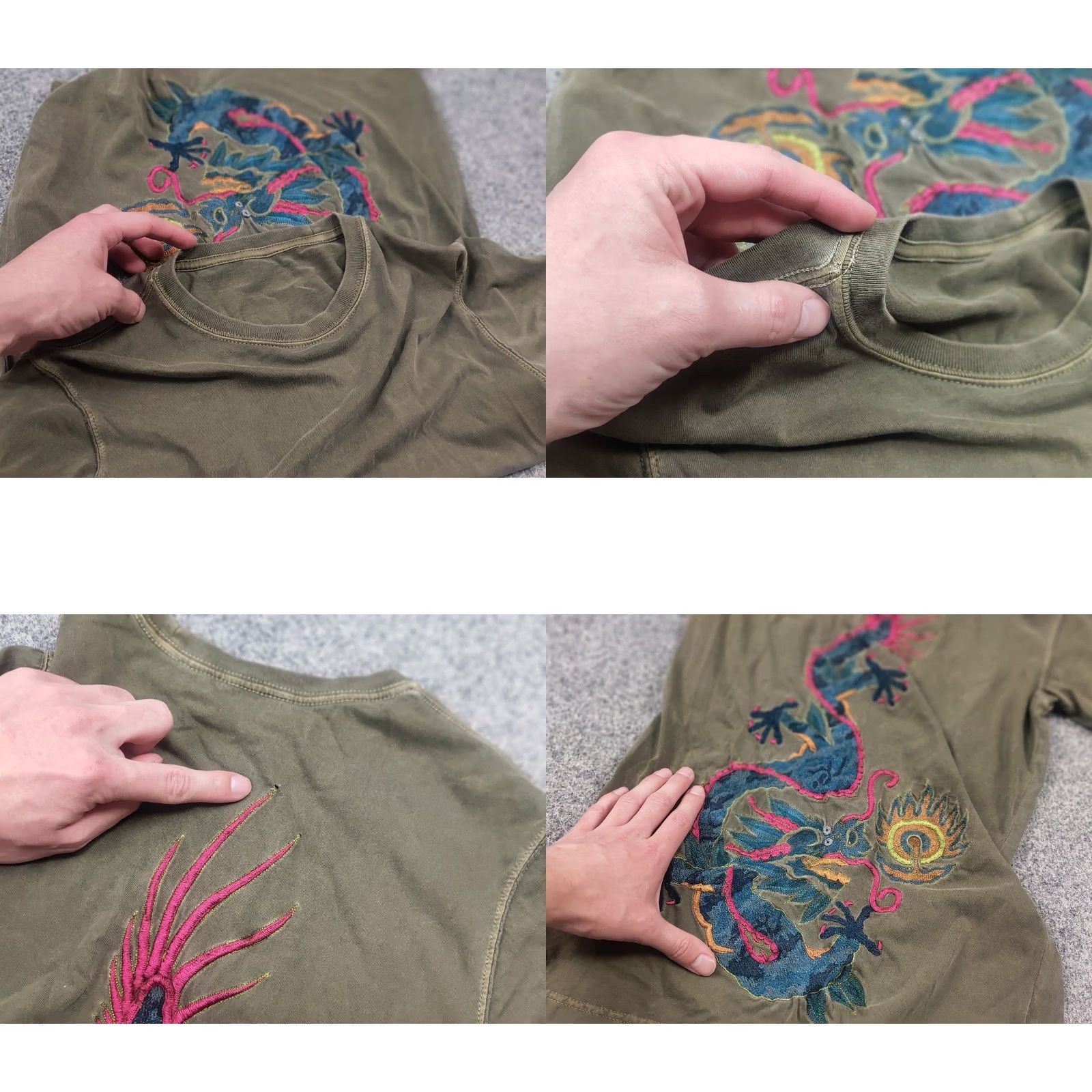 Maharishi VINTAGE Maharishi Japanese Dragon Overprint Embroidered Green T-shirt Tee Size US S / EU 44-46 / 1 - 10 Thumbnail