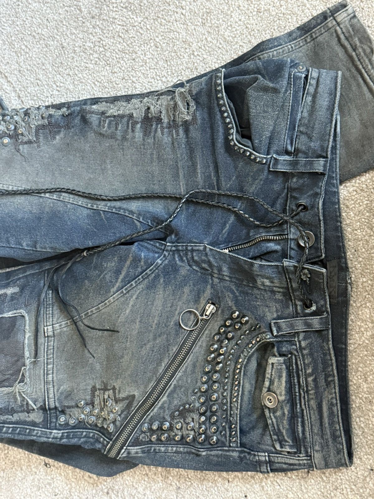 Japanese Brand × KMRii × Vintage kmrii studded crush leather demin
