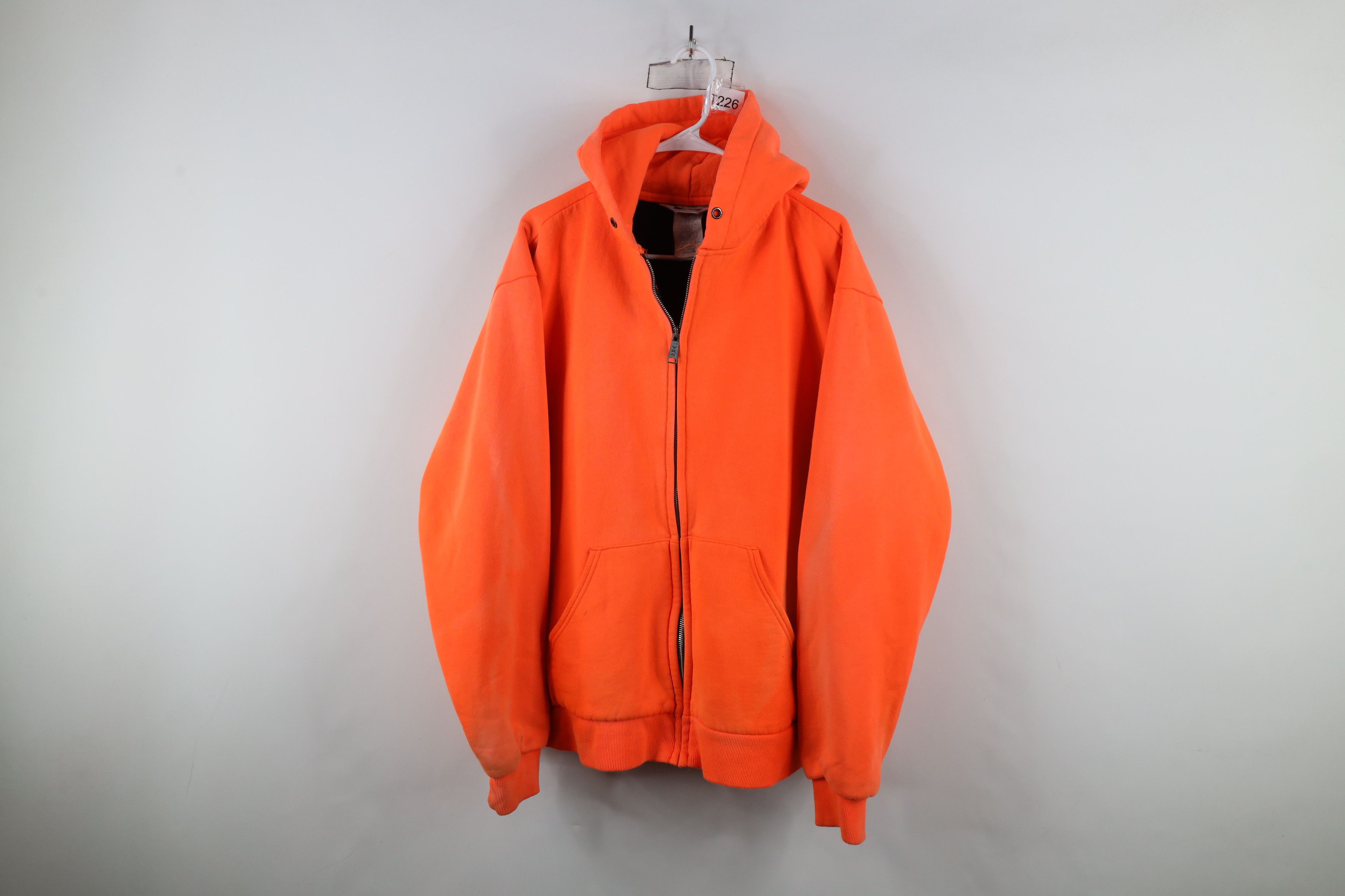 Vintage Vintage 90s Streetwear Full Zip Hoodie Blaze Orange USA Size US XXL / EU 58 / 5 - 1 Thumbnail