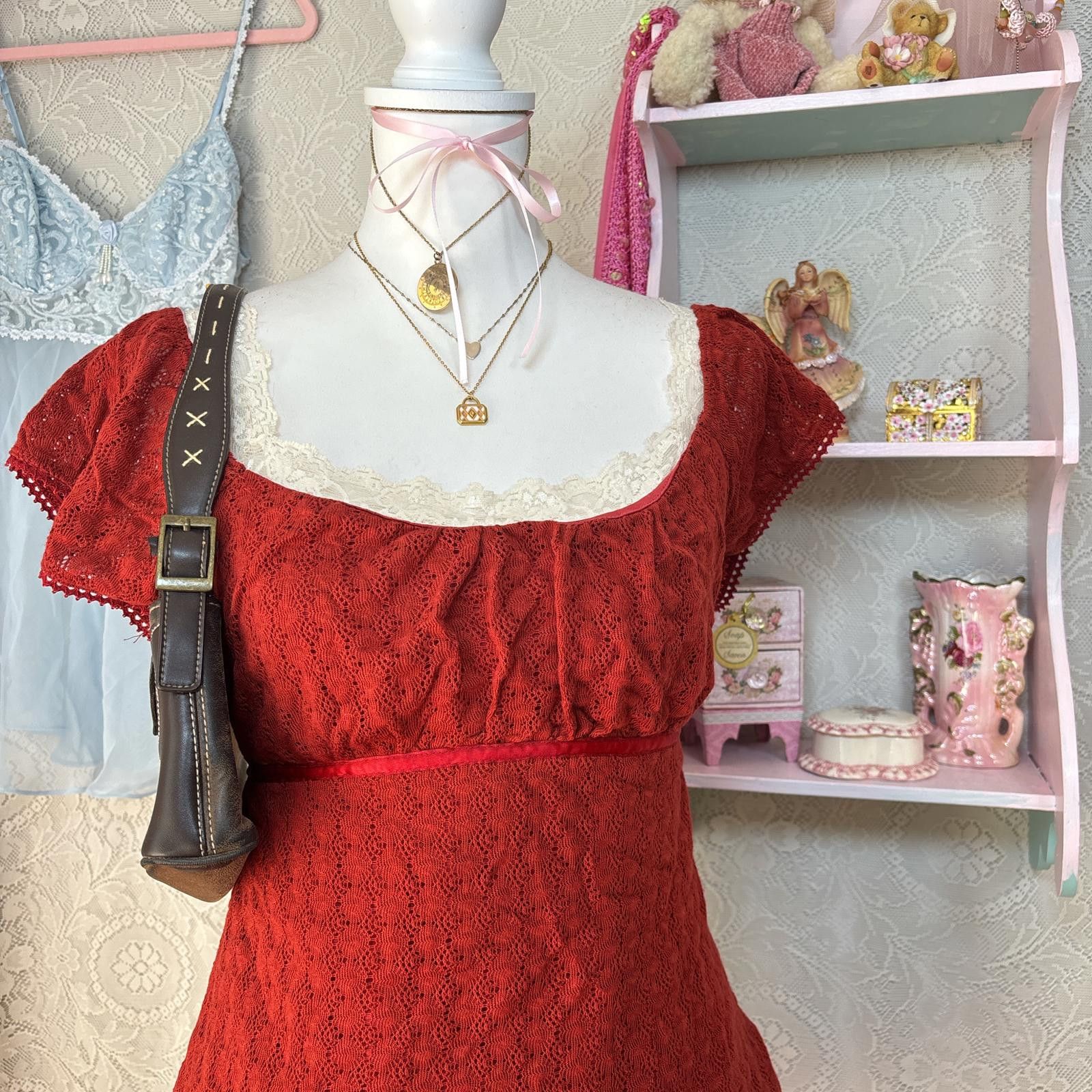 Other y2k red crochet self esteem tie back top Size XL / US 12-14 / IT 48-50 - 2 Thumbnail