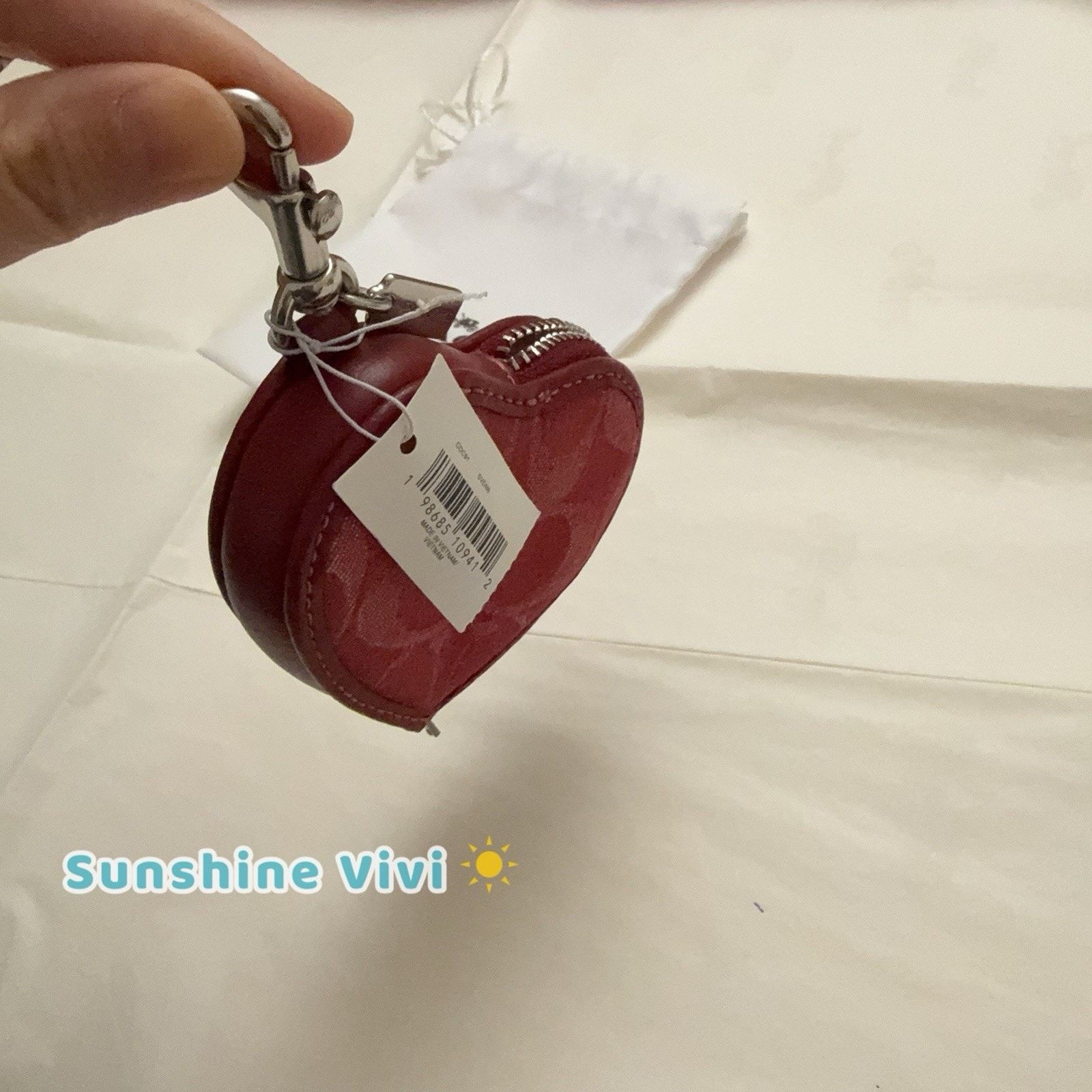 Coach NWT coach Heart Bag Charm Denim CDC91 Silver True Red Size ONE SIZE - 2 Thumbnail