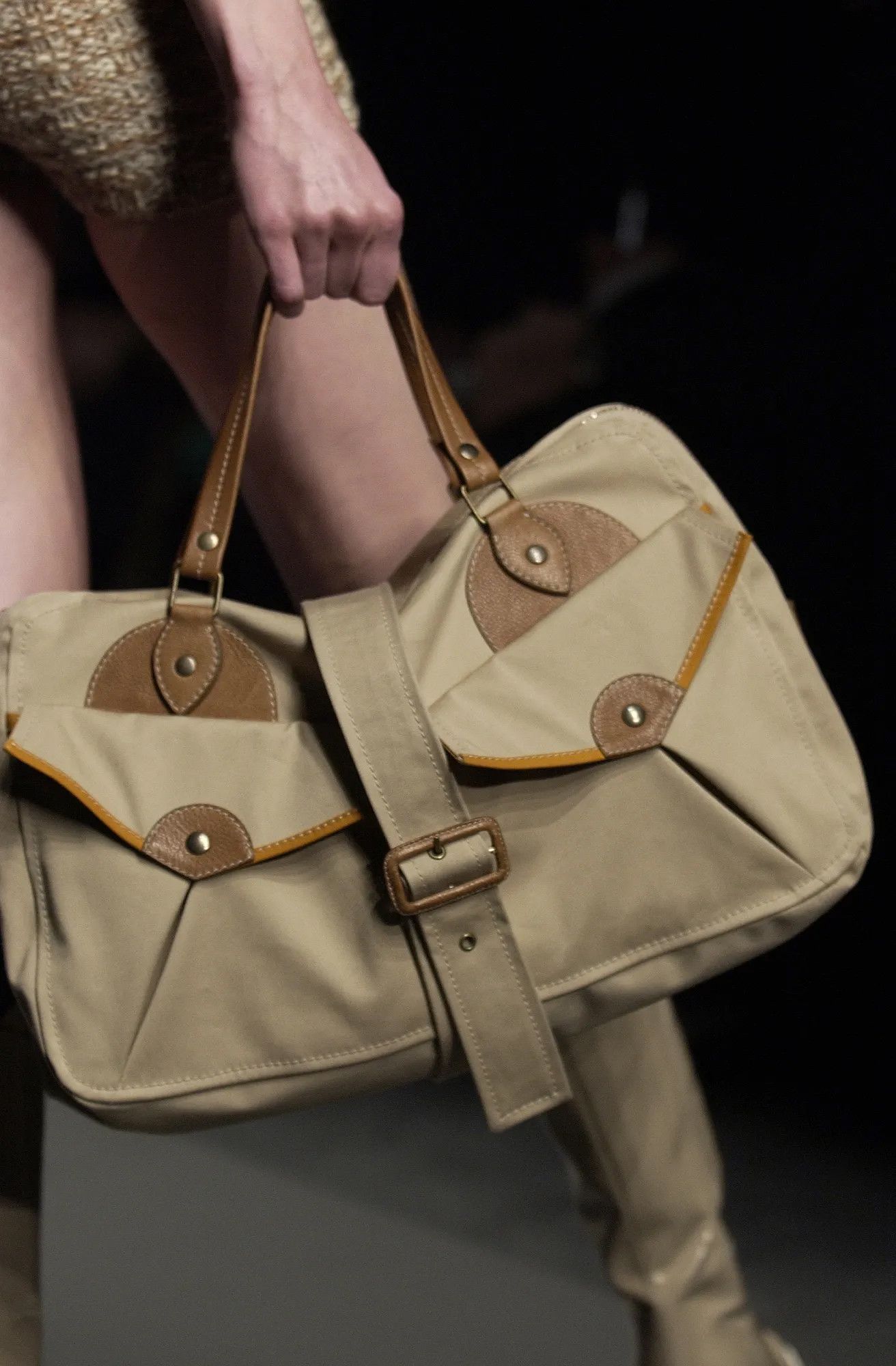 Miu Miu Miu Miu 2002 runway leather trim canvas bag Size ONE SIZE - 2 Thumbnail
