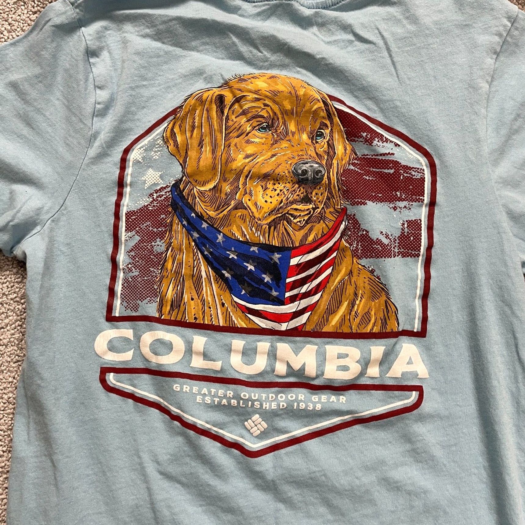 Vintage Columbia T-Shirt Mens Small Pastel BlueCrew Neck Short Sleeve Cotton Tee Graphic Size US S / EU 44-46 / 1 - 3 Thumbnail